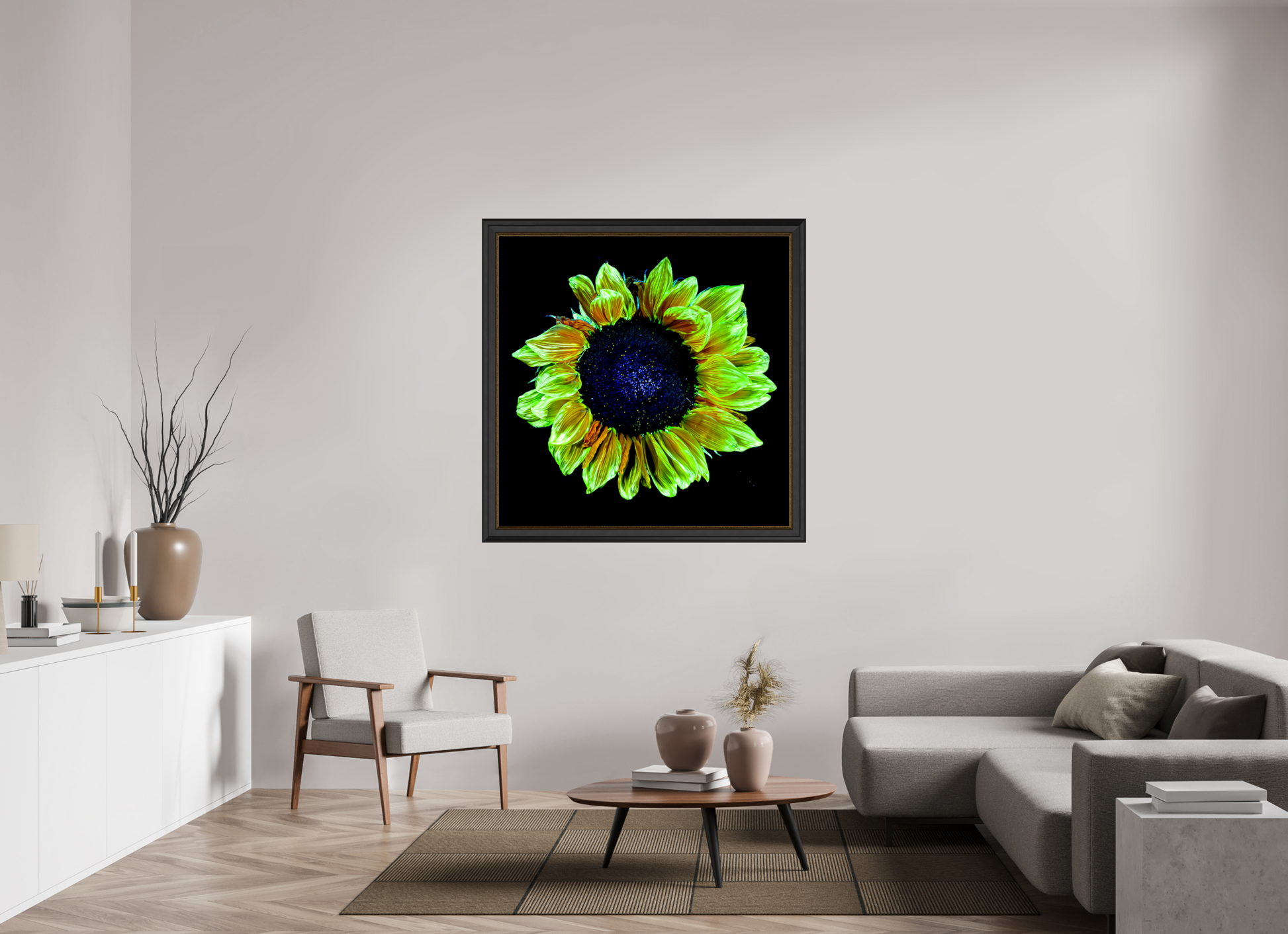 120 x 120 cm, 11 Black-Gold Frame Crown of Light