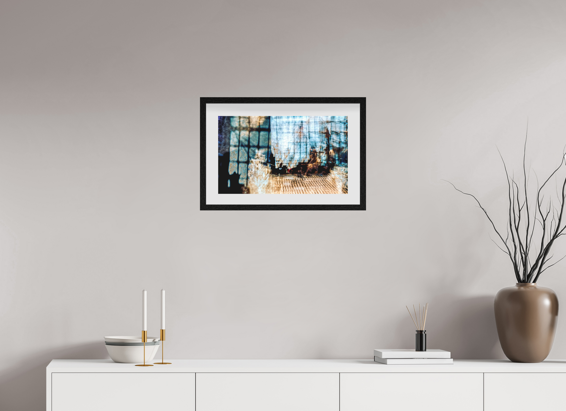 50 x 30 cm, 10 Black Floating Frame Reflection of a World in Suspension