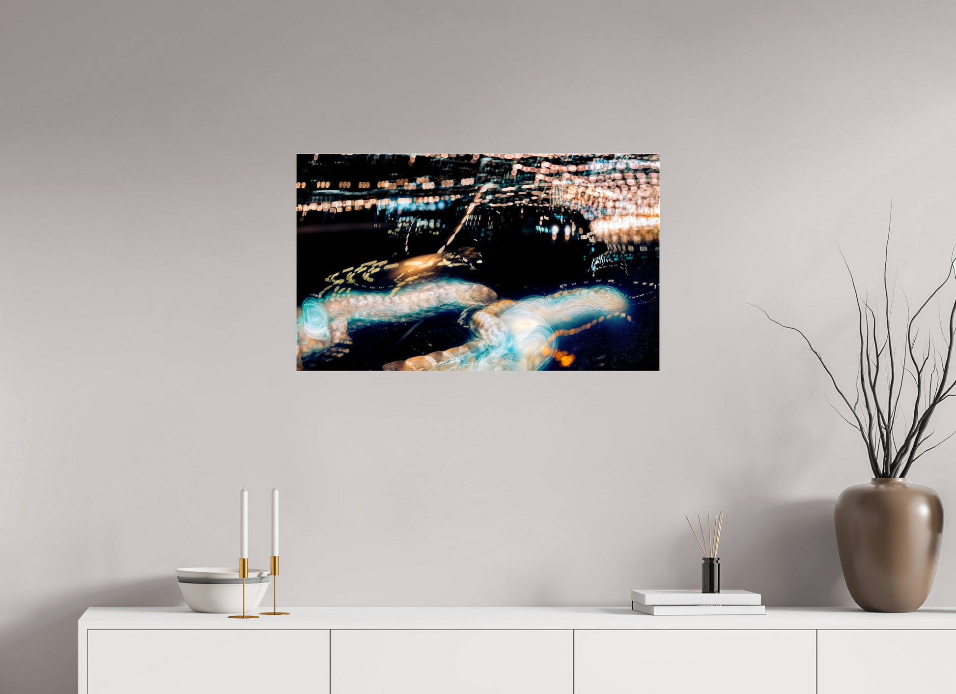 83.7 x 50 cm, 3 Photo print under acrylic glass The Epic of Modern Fireflies