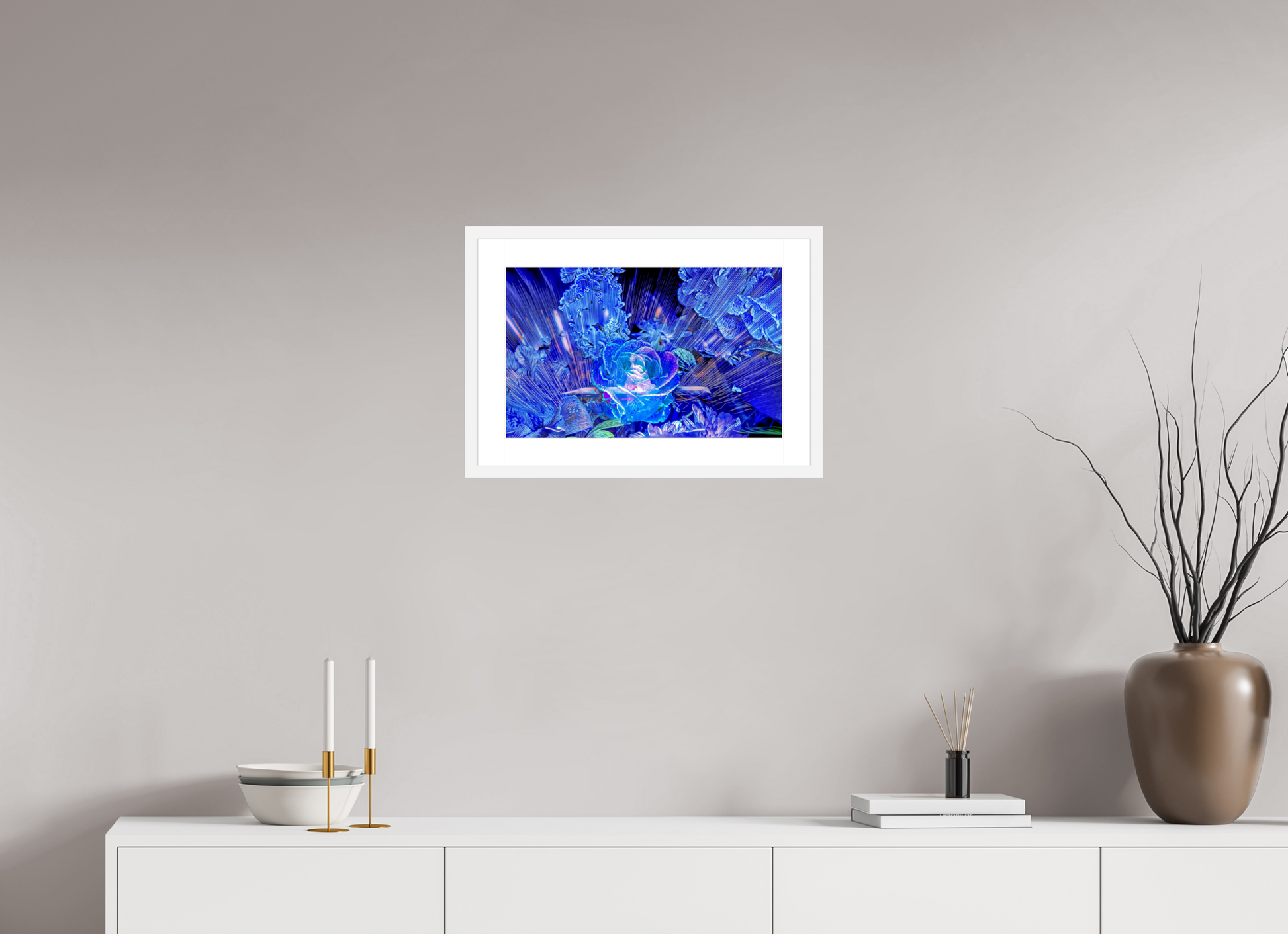 48 x 30 cm, 6 Cadre Blanc : Passe-Partout Blanc Rose née d’un éclat céleste