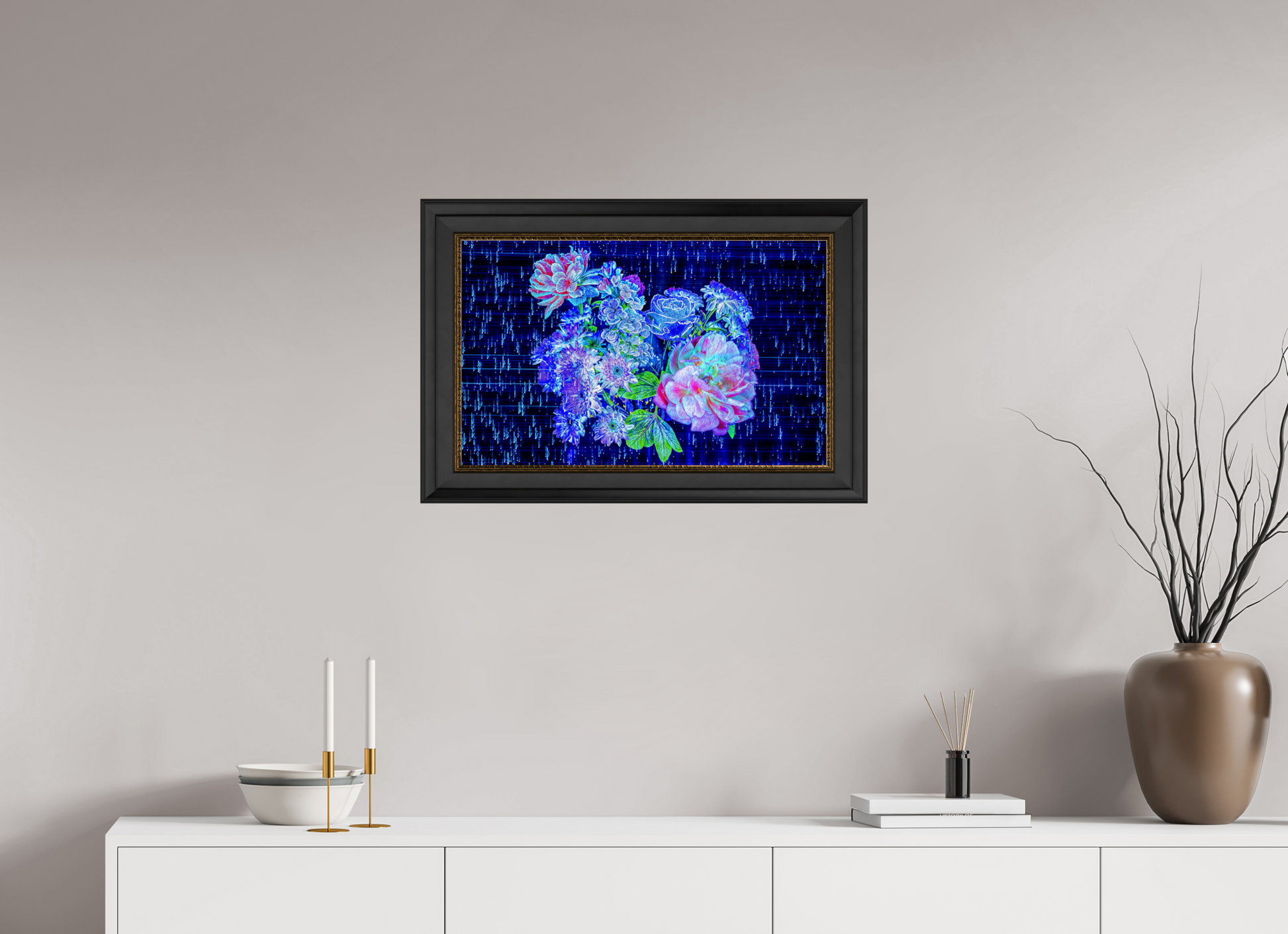 64 x 40 cm, 11 Black-Gold Frame Blooms at the heart of the stellar code