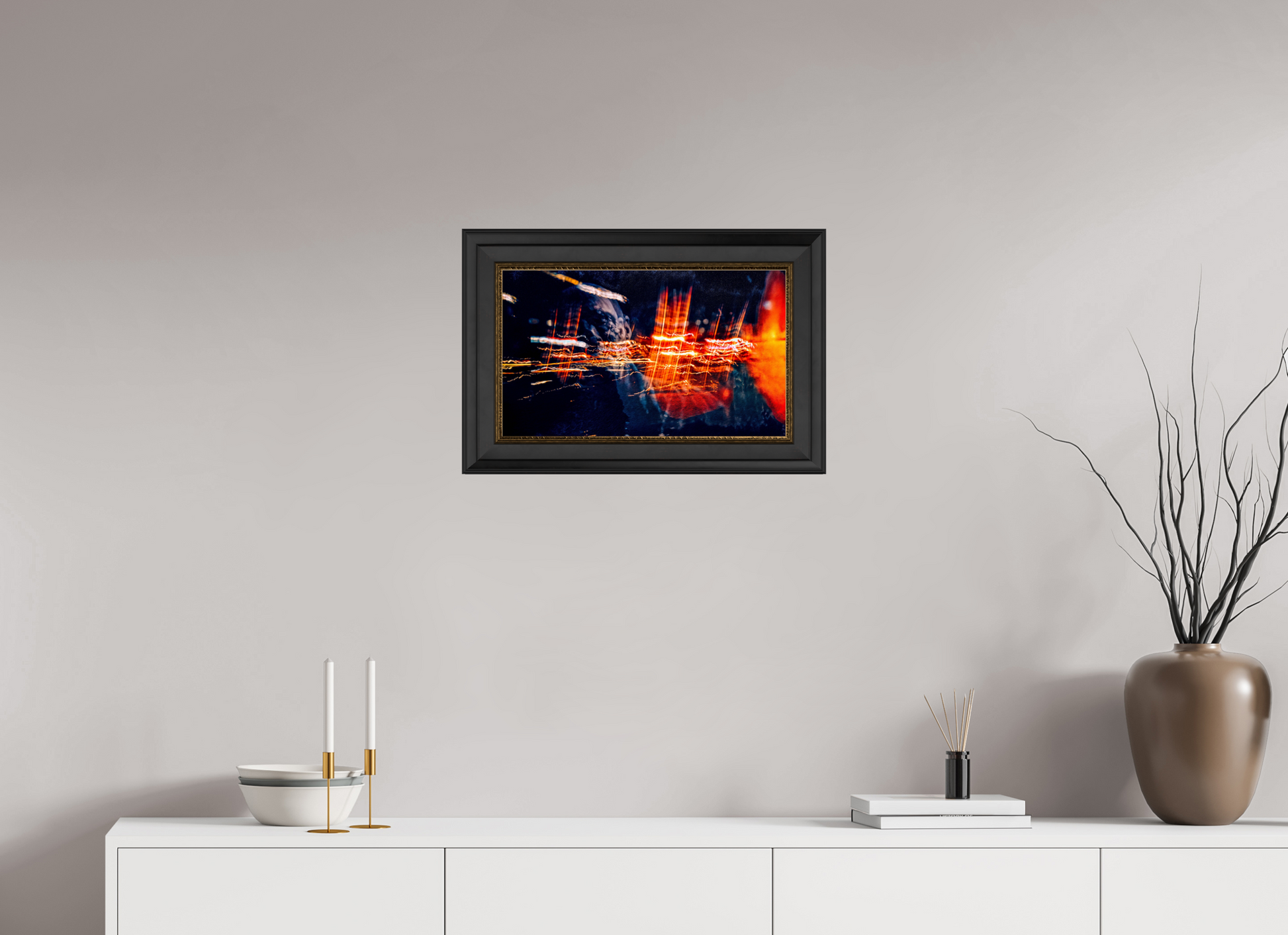 50 x 30 cm, 11 Black-Gold Frame The burning threads of memory