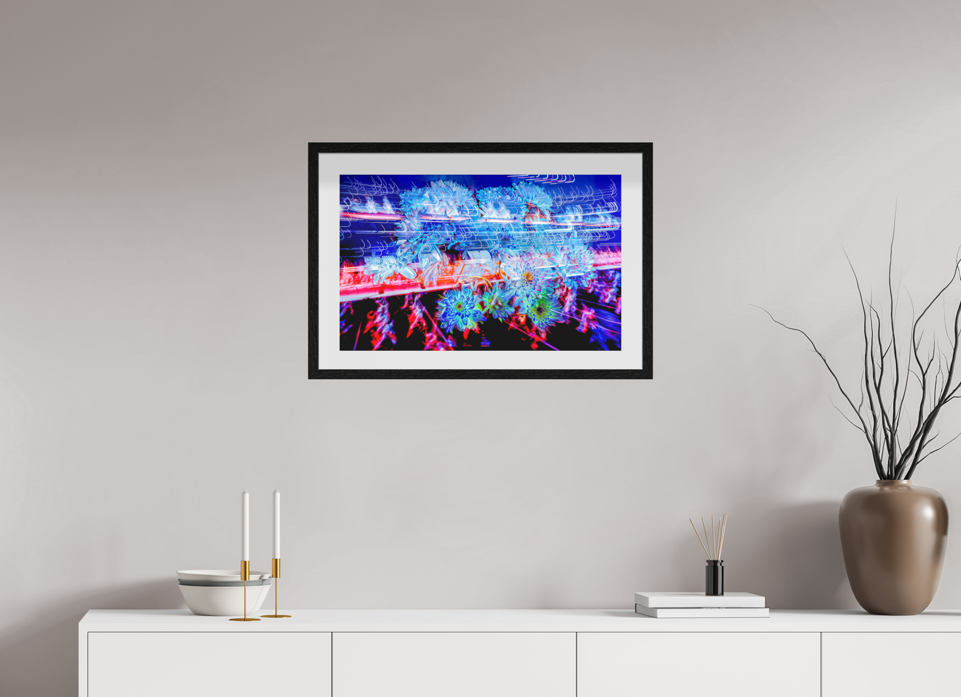 64 x 40 cm, 10 Black Floating Frame Outbursts in the currents of soft matter