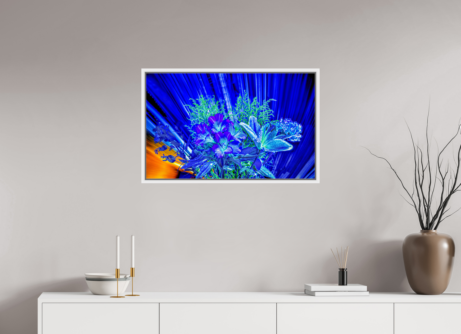 80 x 50 cm, 9 Caisse américaine Blanche Floraisons dans le vent lumineux