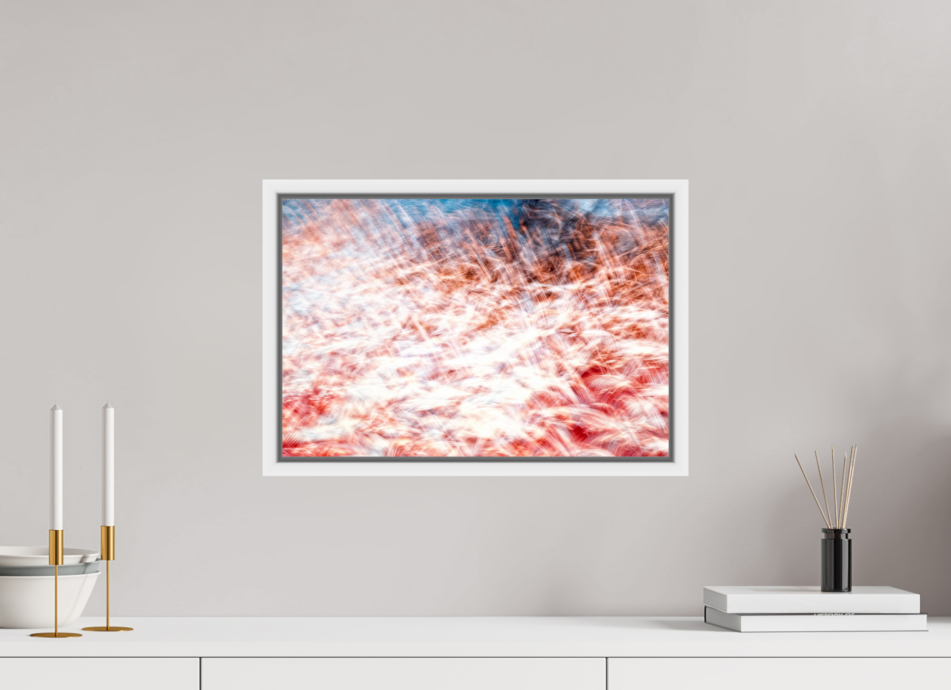 45 x 30 cm, 9 White American box The sea of red feathers