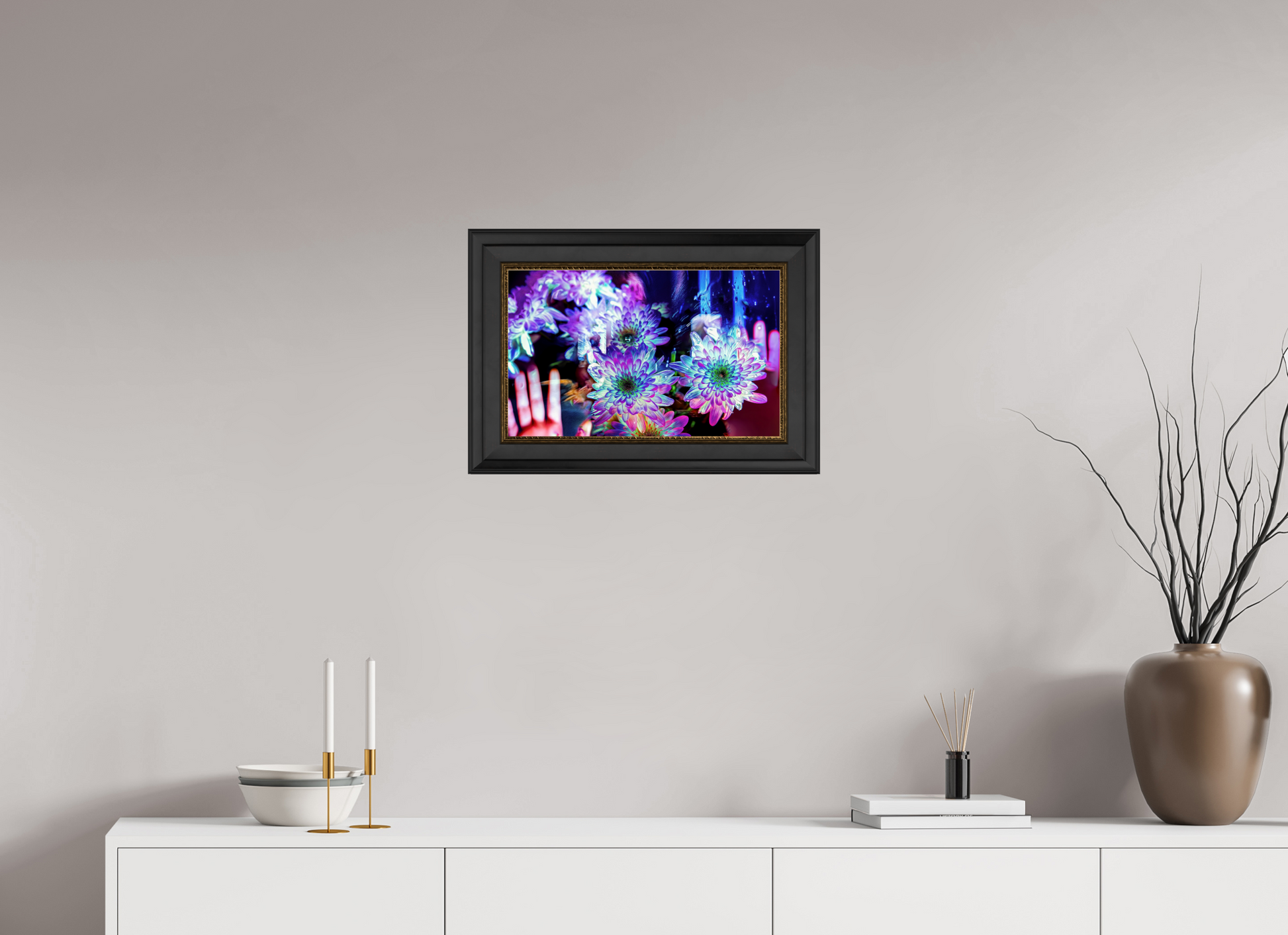 48 x 30 cm, 11 Cadre Noir-Or Pétales contre ma peau, lumière contre la tienne