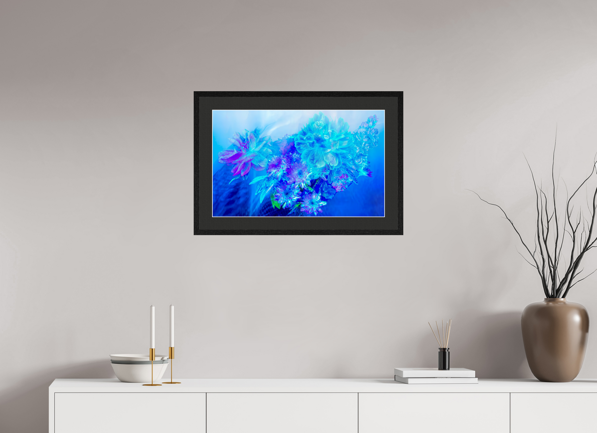 64 x 40 cm, 5 Cadre Noir : Passe-Partout Noir lisière Blanche Le Murmure des fleurs dans le Voile du Ciel