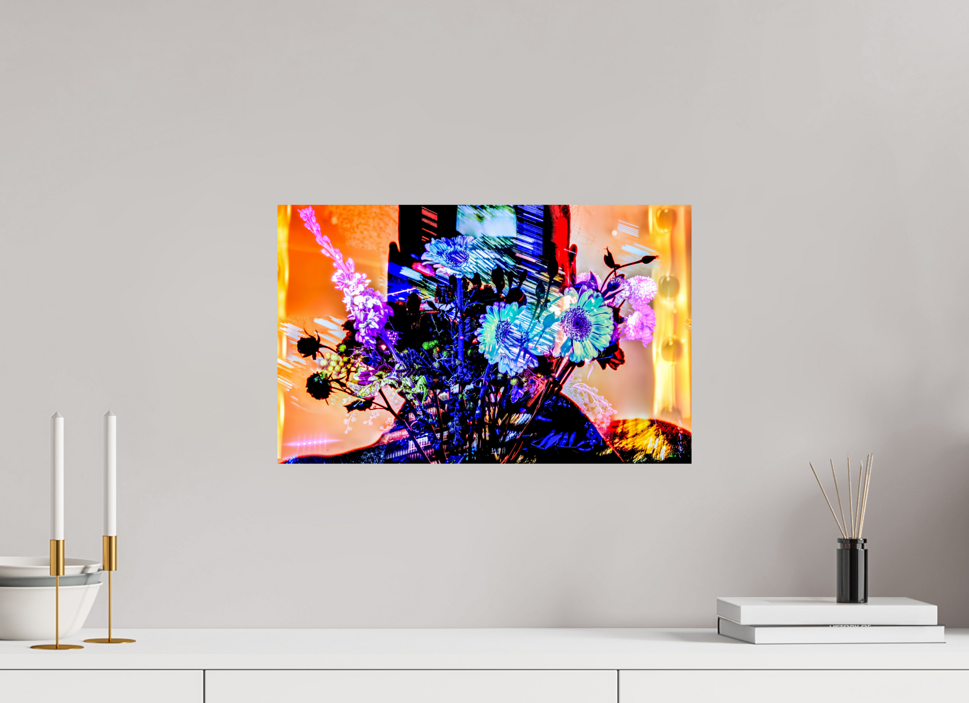 48 x 30 cm, 2 Photo print mounted on Dibond In your light, in our color