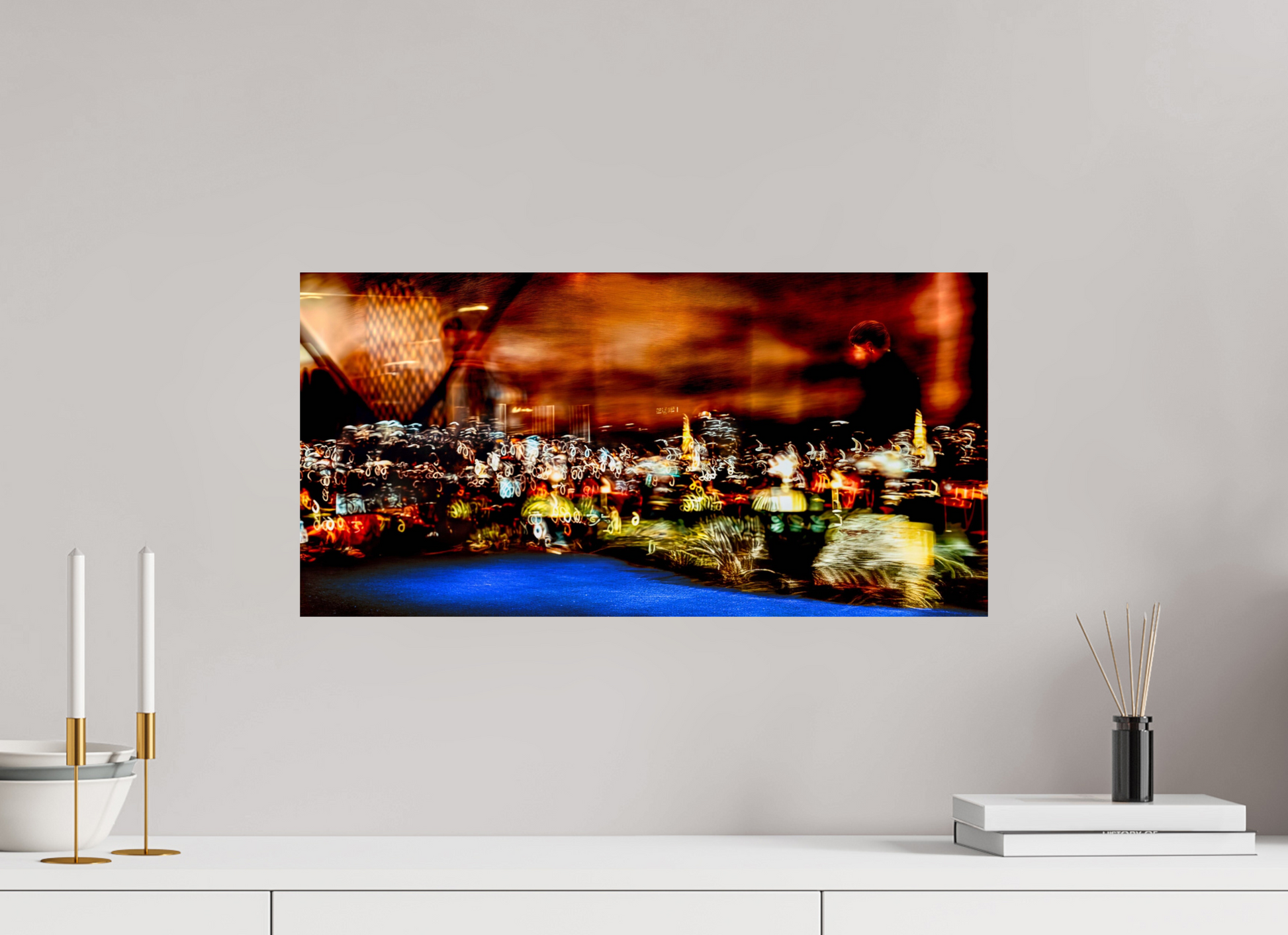 60 x 30 cm, 2 Photo print mounted on Dibond Walker through the urban nebula