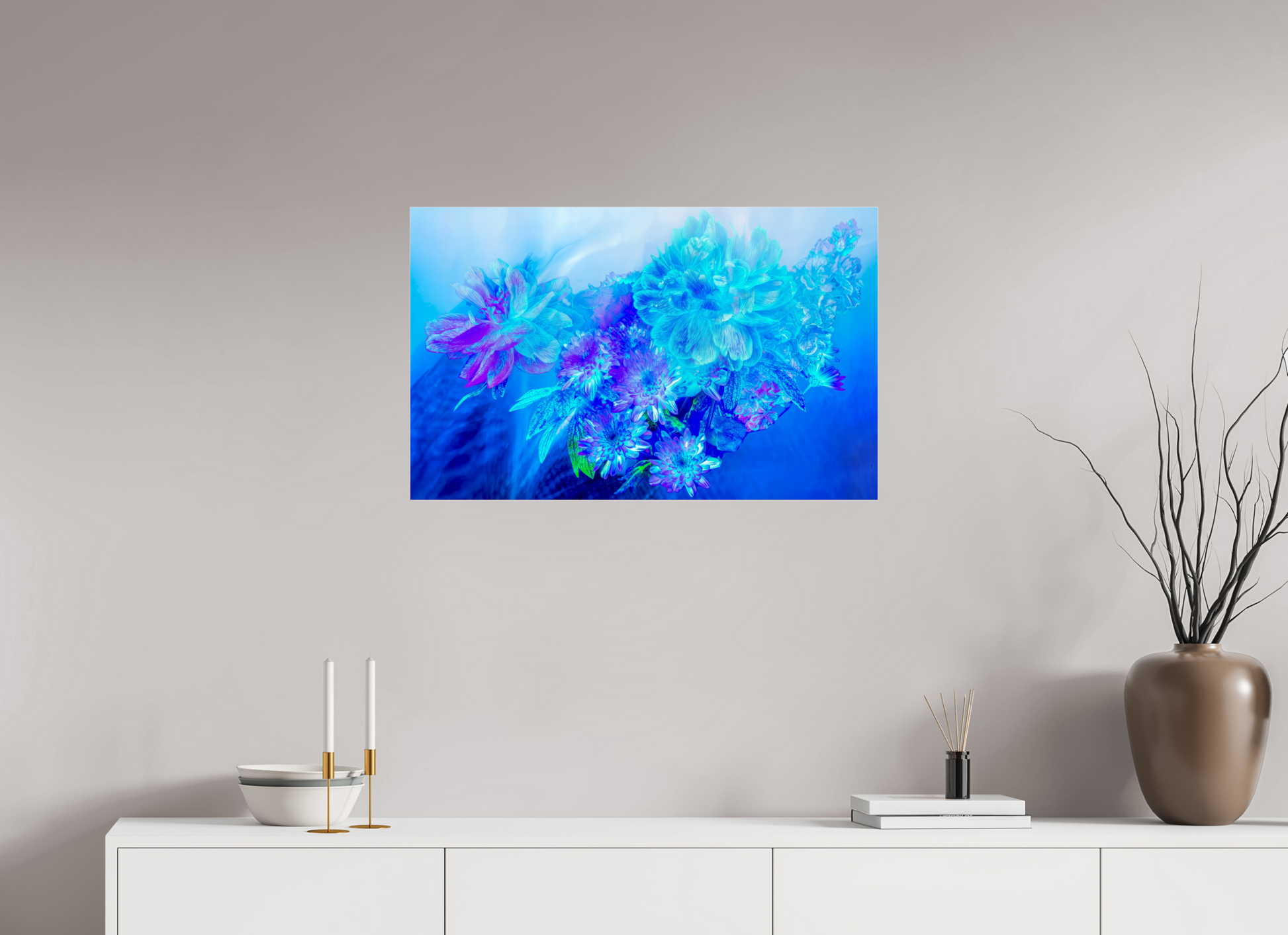 80 x 50 cm, 3 Tirage photo sous Verre acrylique Le Murmure des fleurs dans le Voile du Ciel