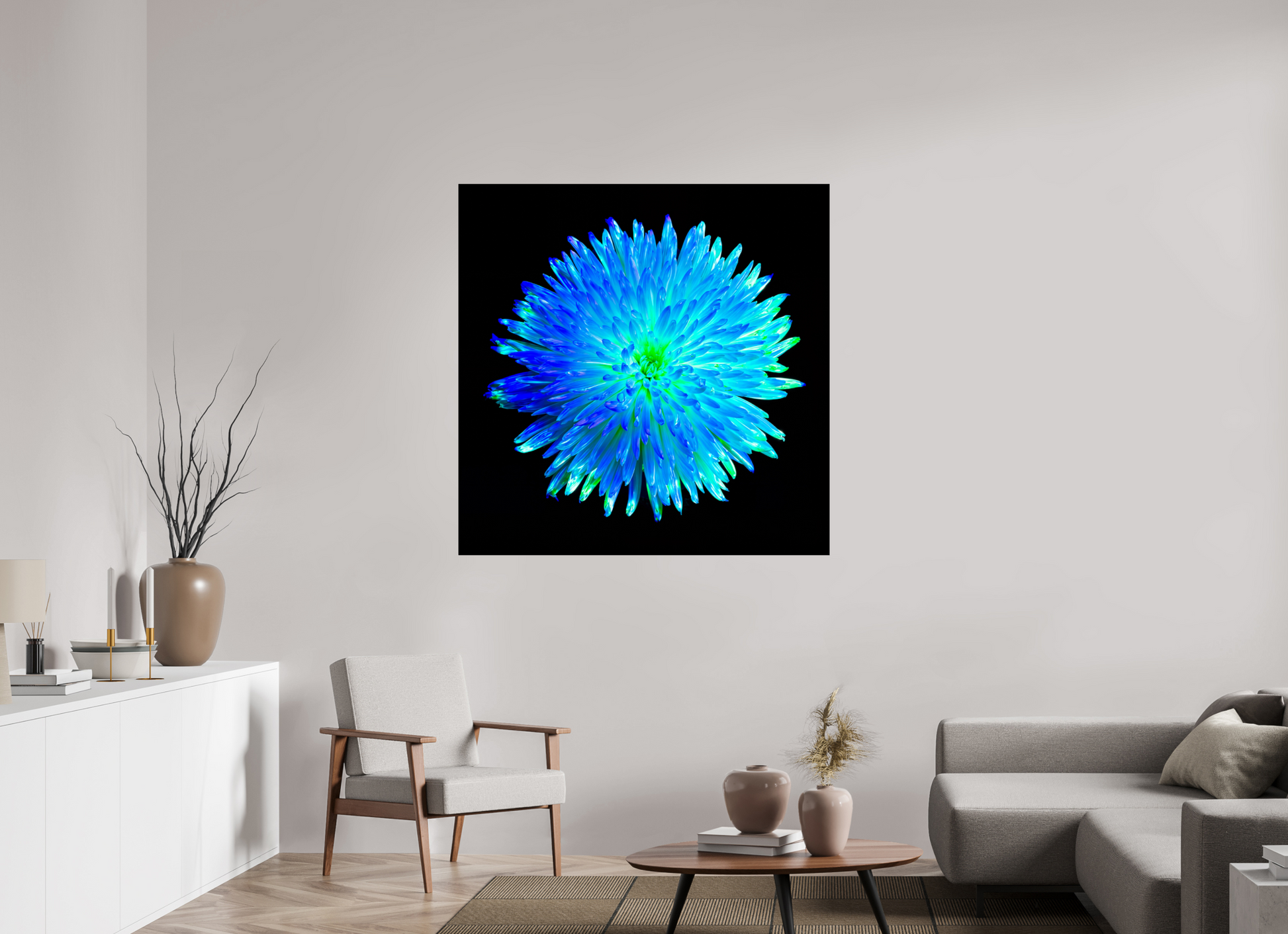 120 x 120 cm, 2 Photo print mounted on Dibond L’Astre Bleu