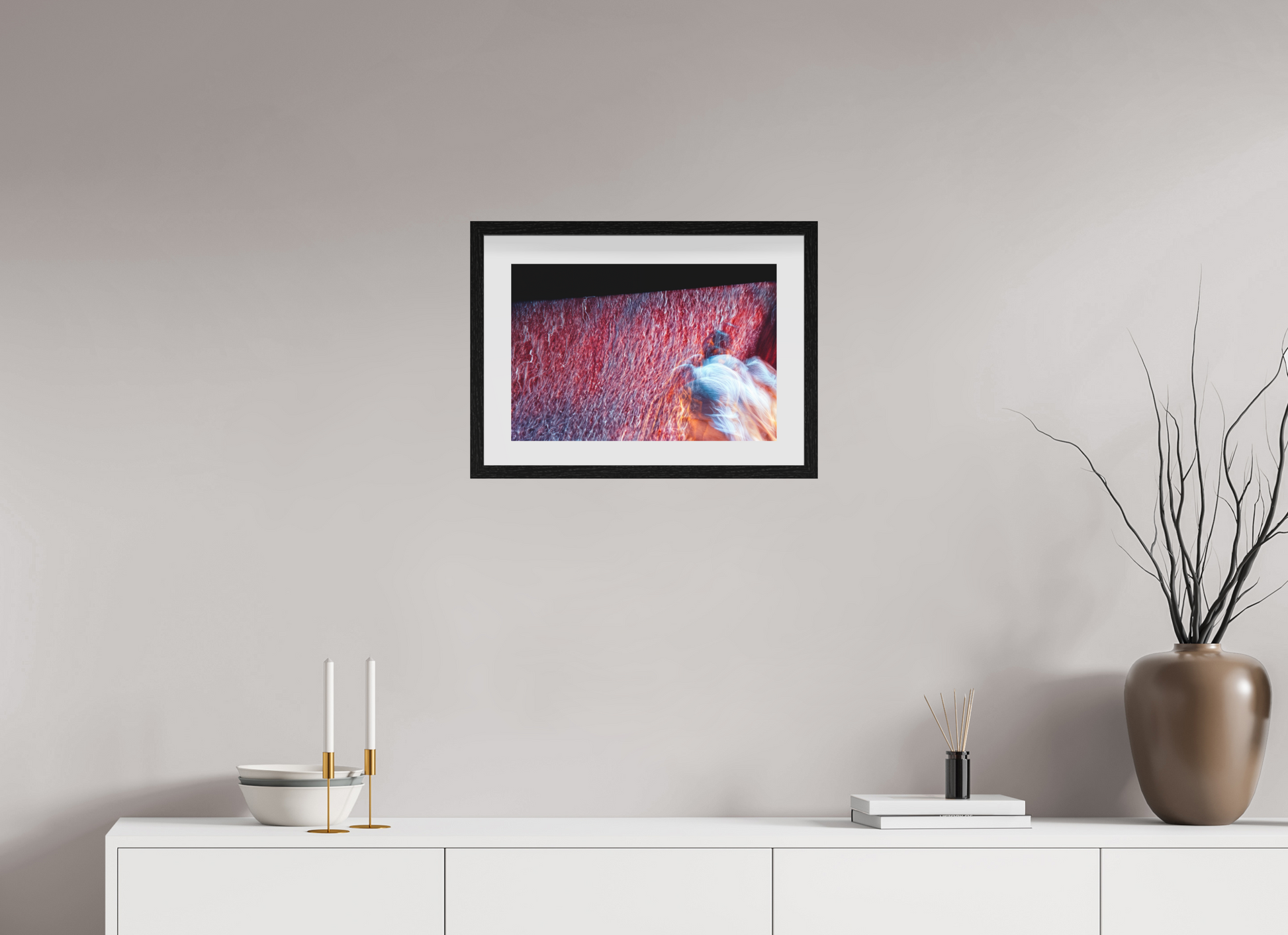 45 x 30 cm, 10 Black Floating Frame Where fire turns into rain