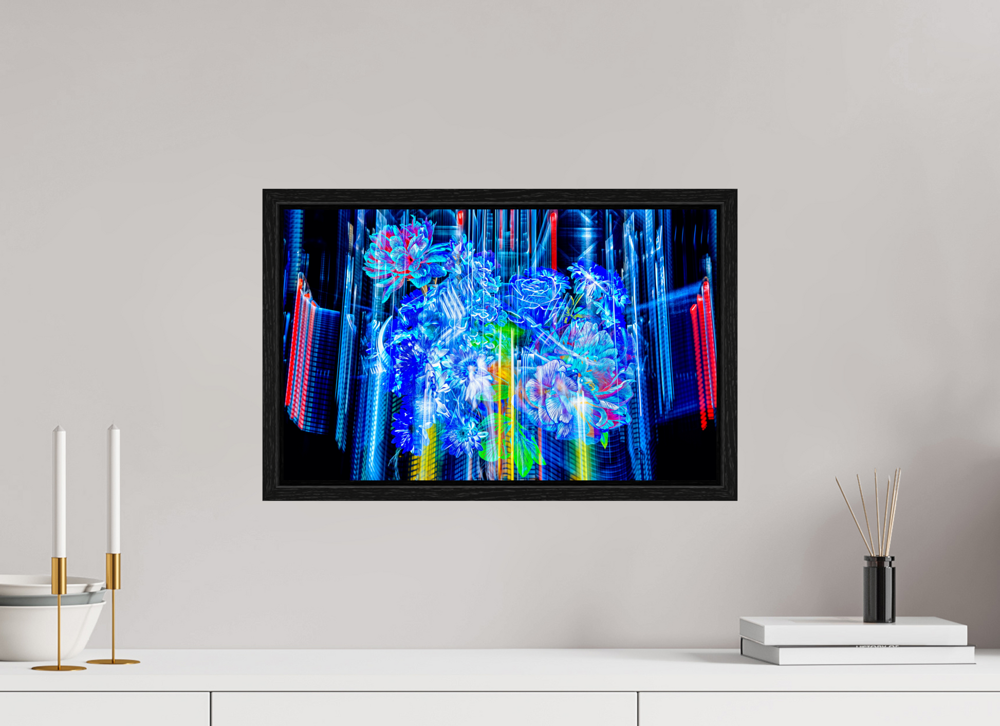 48 x 30 cm, 8 Caisse américaine Noire Floraisons du monde cybernétique