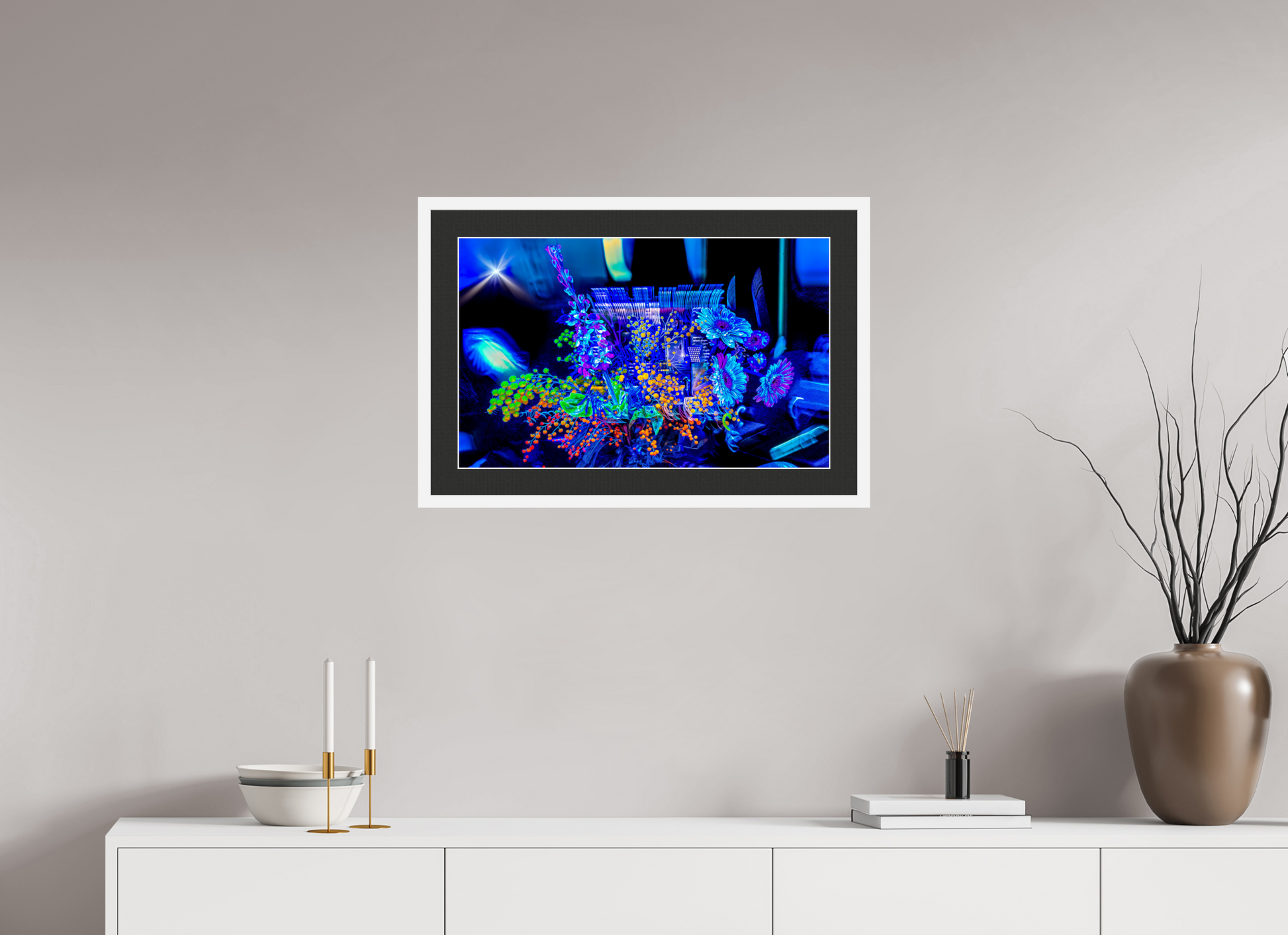 64 x 40 cm, 7 Cadre Blanc : Passe-Partout Noir lisière Blanche Le bouquet où nos rêves s’illuminent