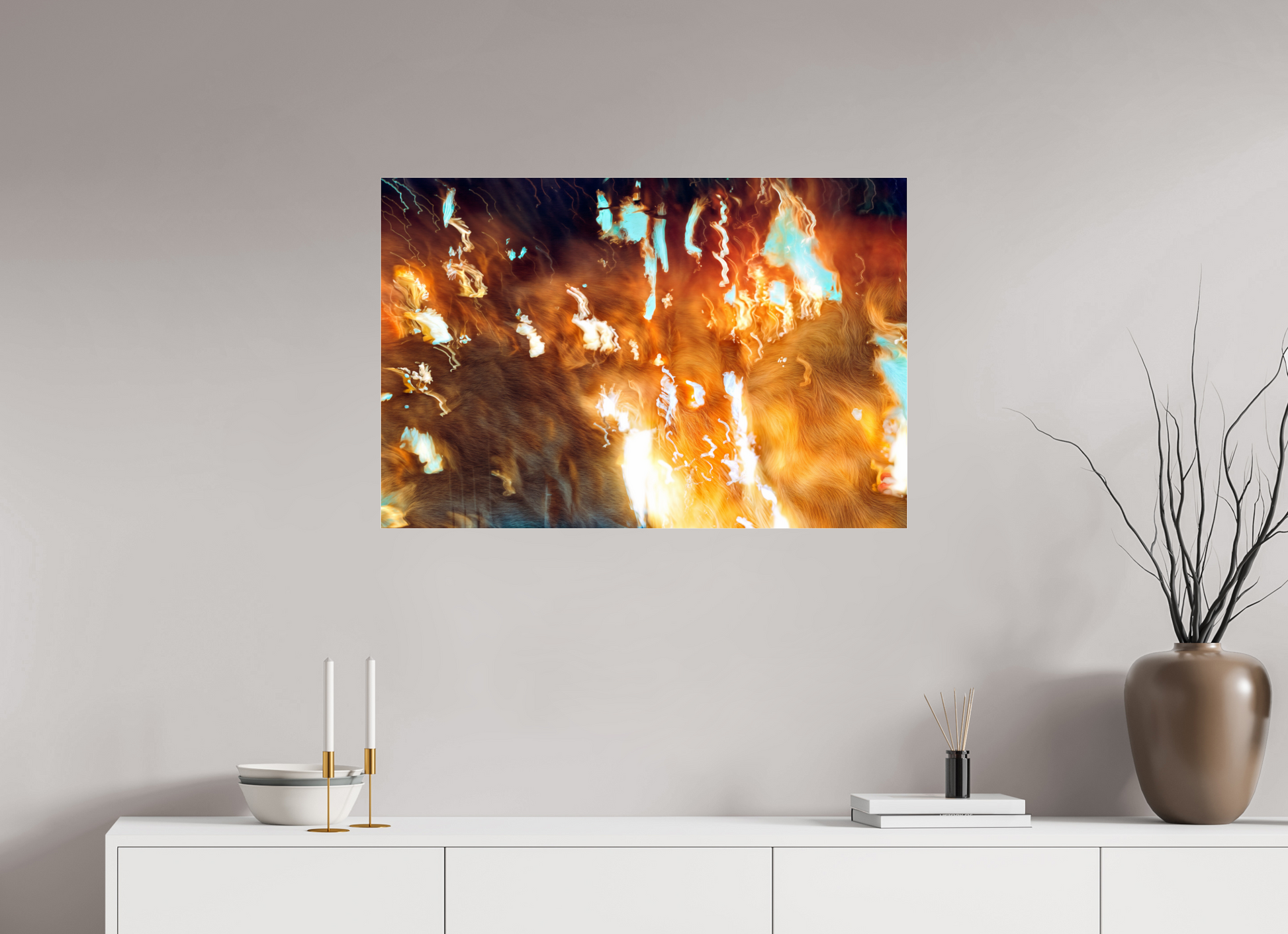 90 x 60 cm, 3 Tirage photo sous Verre acrylique Les braises du souvenir