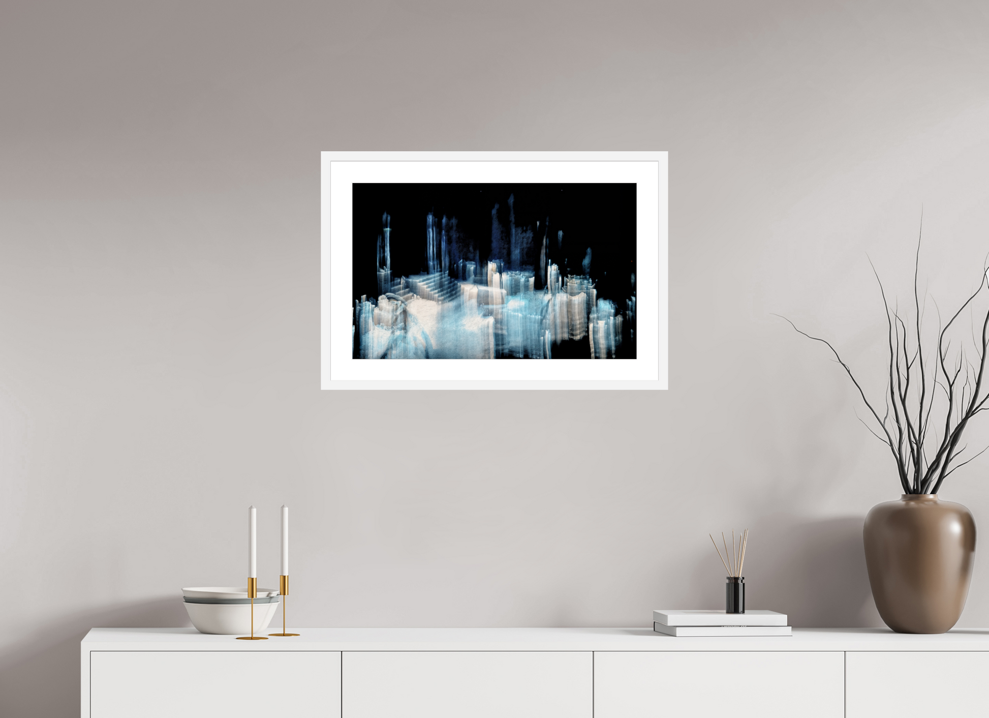 64 x 40 cm, 6 Cadre Blanc : Passe-Partout Blanc Cathédrale de glace brisée