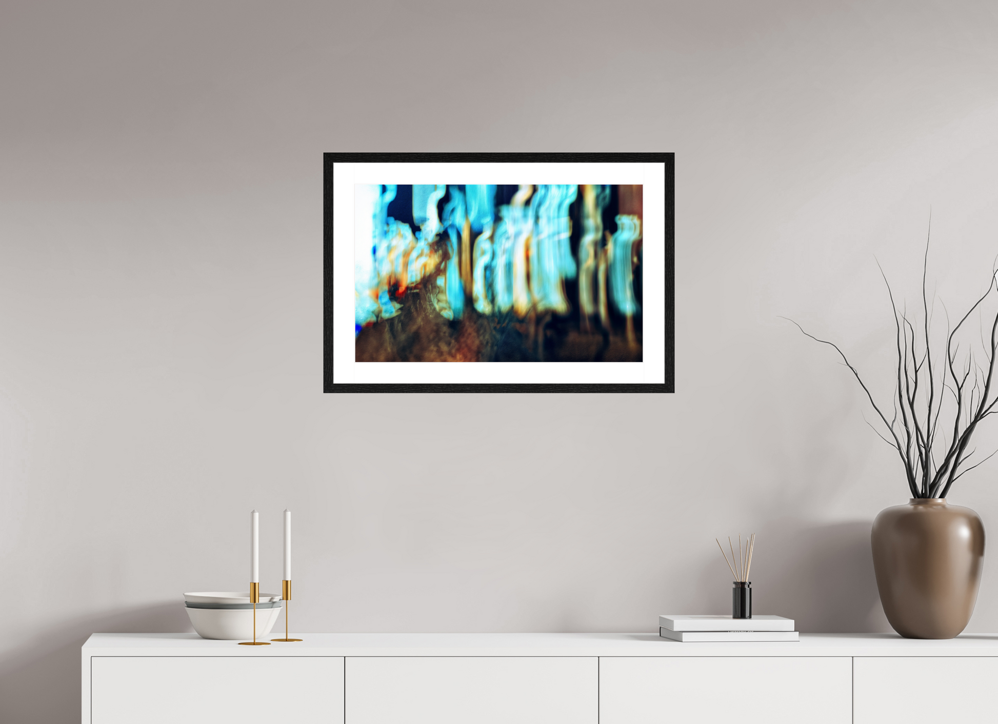 64.2 x 40 cm, 4 Black Frame: White Mat Wandering Vibrations