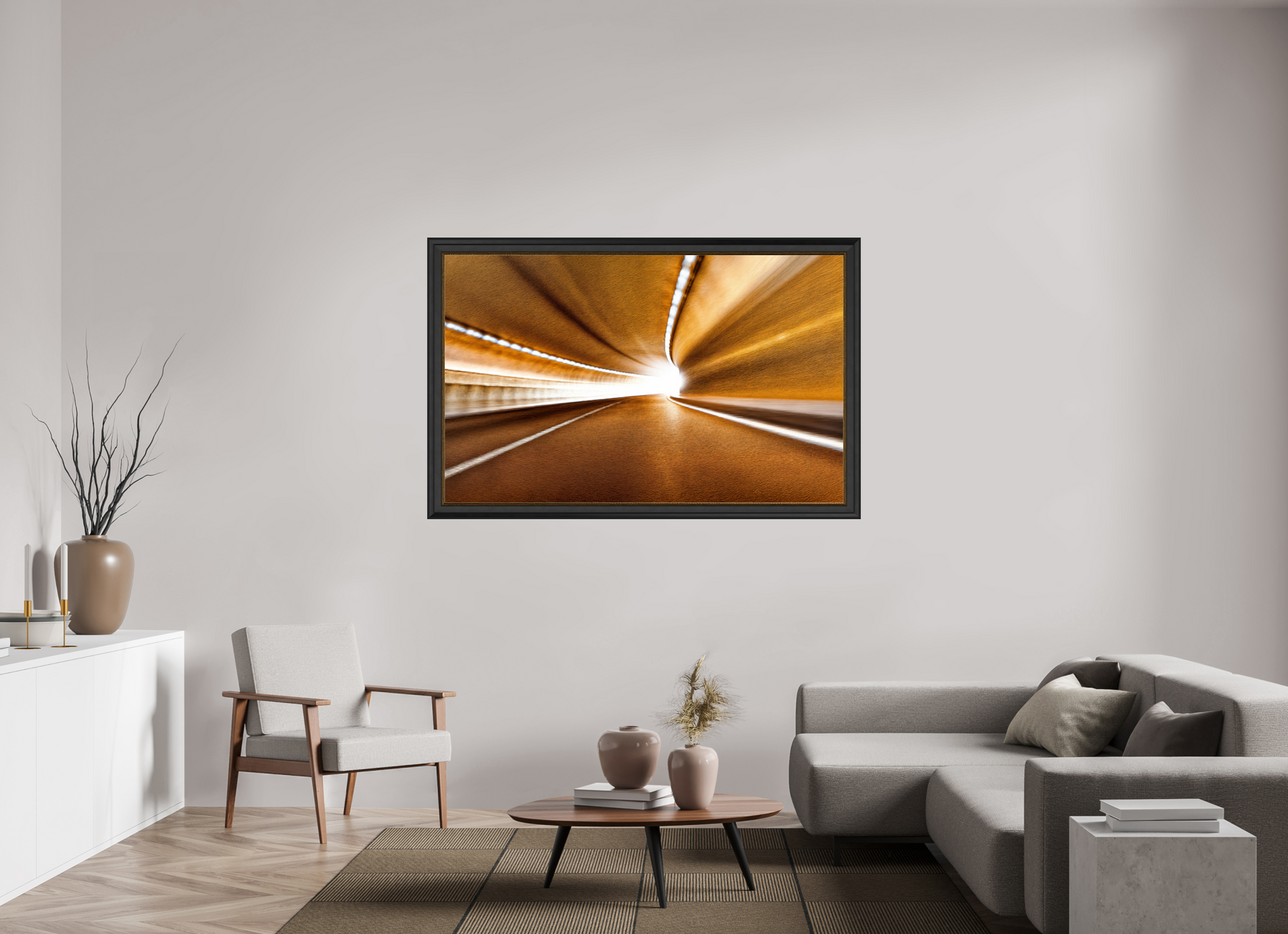 160 x 100 cm, 11 Black-Gold Frame Passage to eternal light