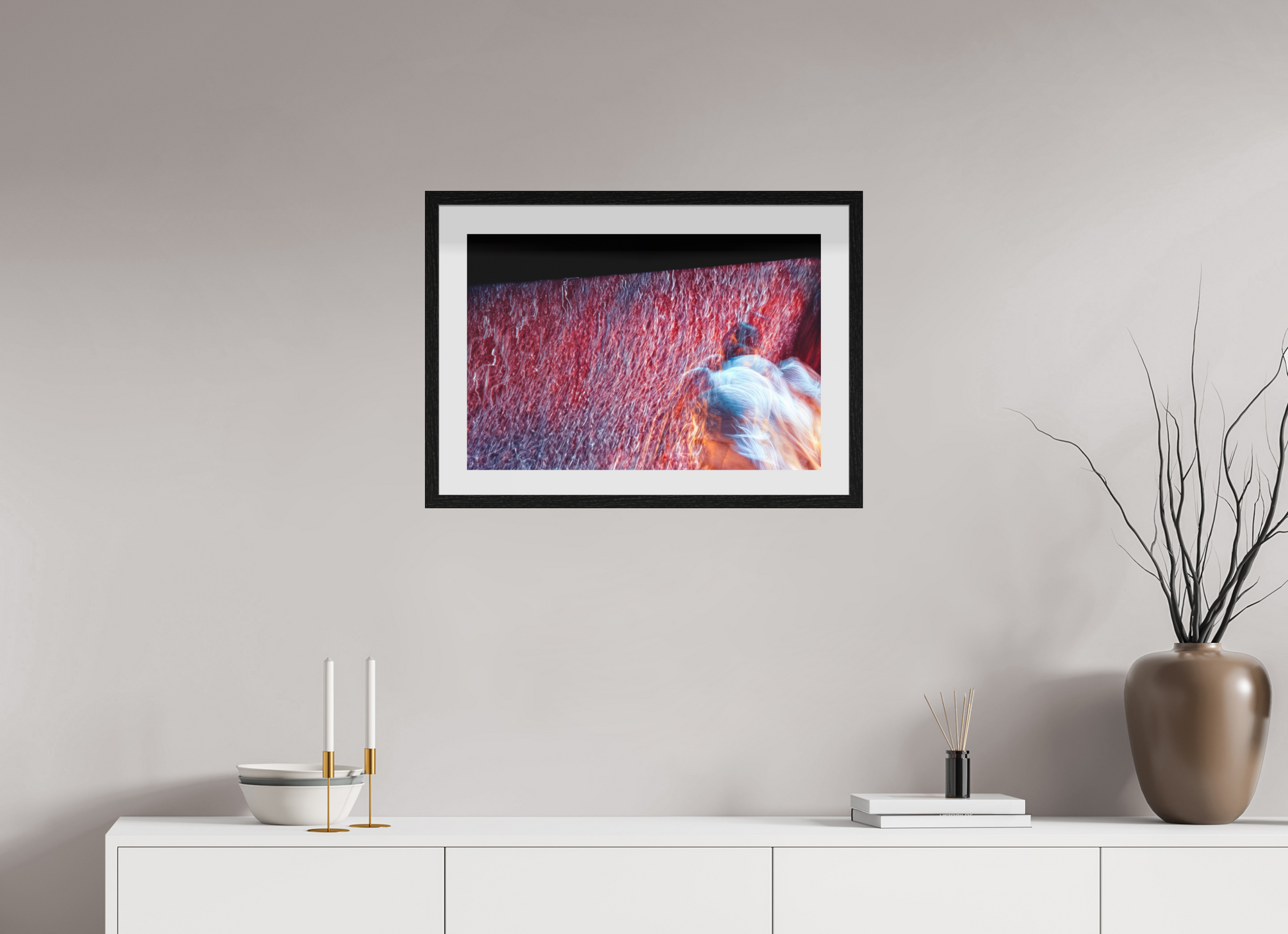 60 x 40 cm, 10 Black Floating Frame Where fire turns into rain