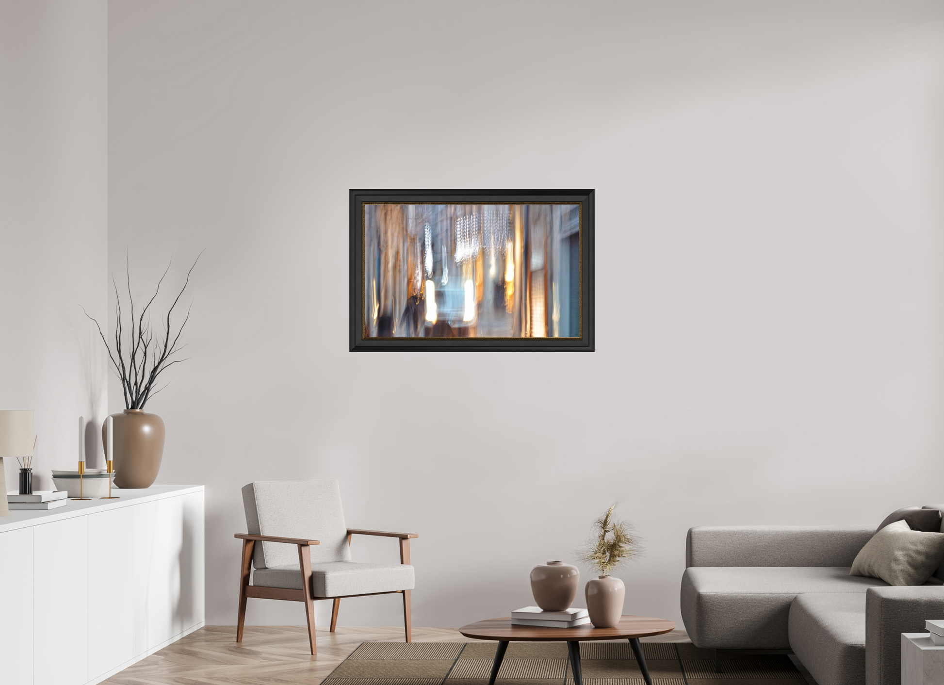 96 x 60 cm, 11 Black-Gold Frame Weightless Alleyway