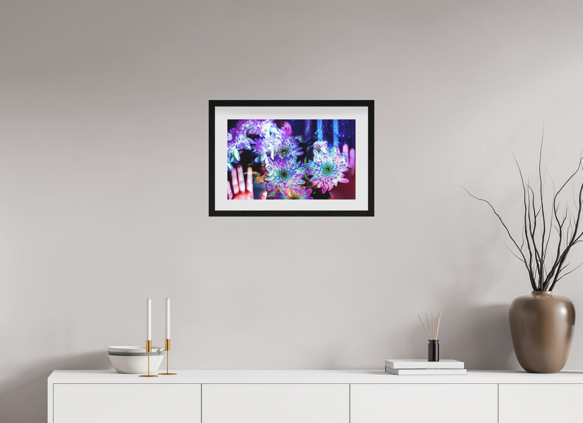 48 x 30 cm, 10 Cadre Noir Flottant Pétales contre ma peau, lumière contre la tienne