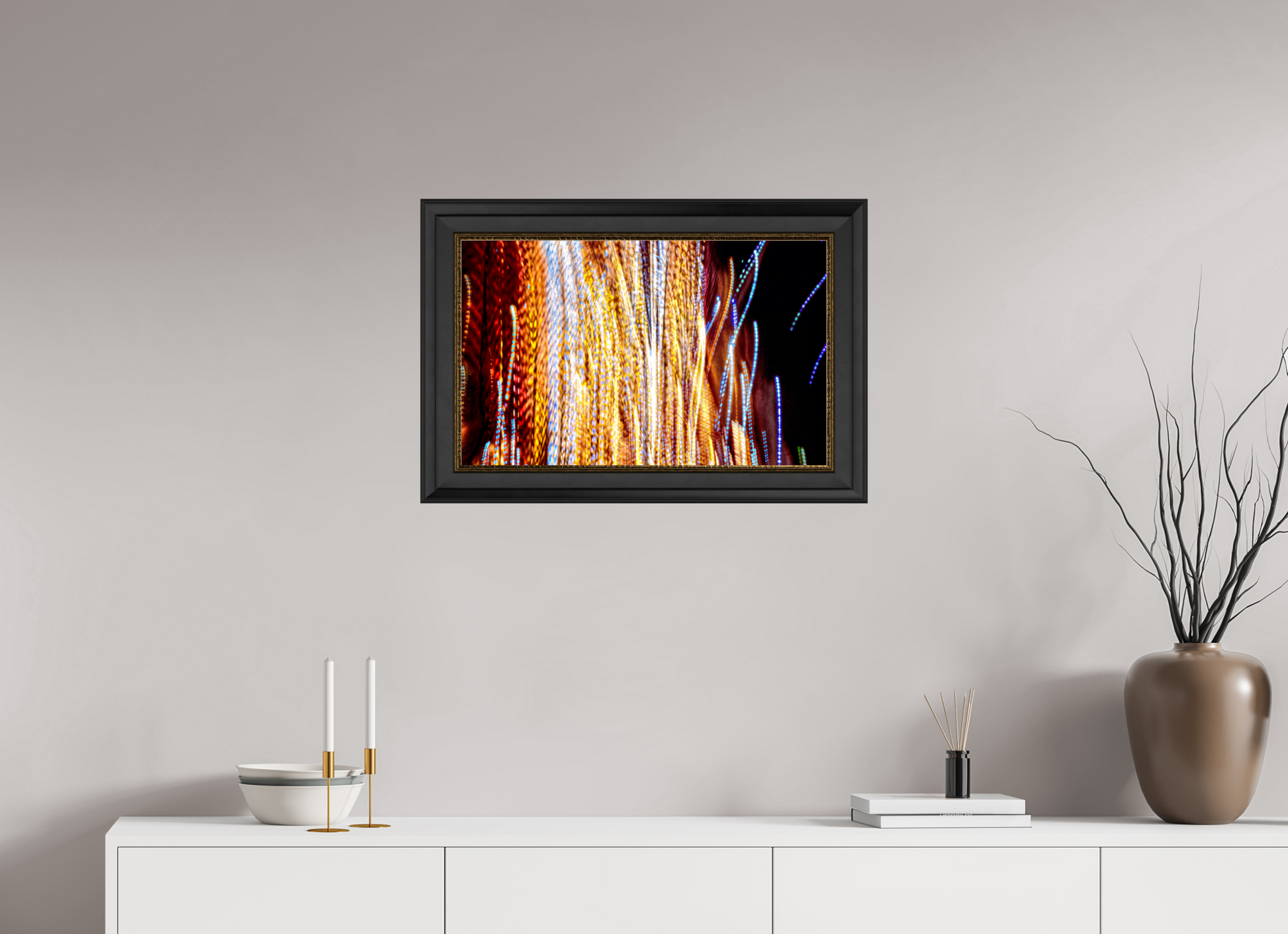 64 x 40 cm, 11 Cadre Noir-Or Ode aux filaments célestes