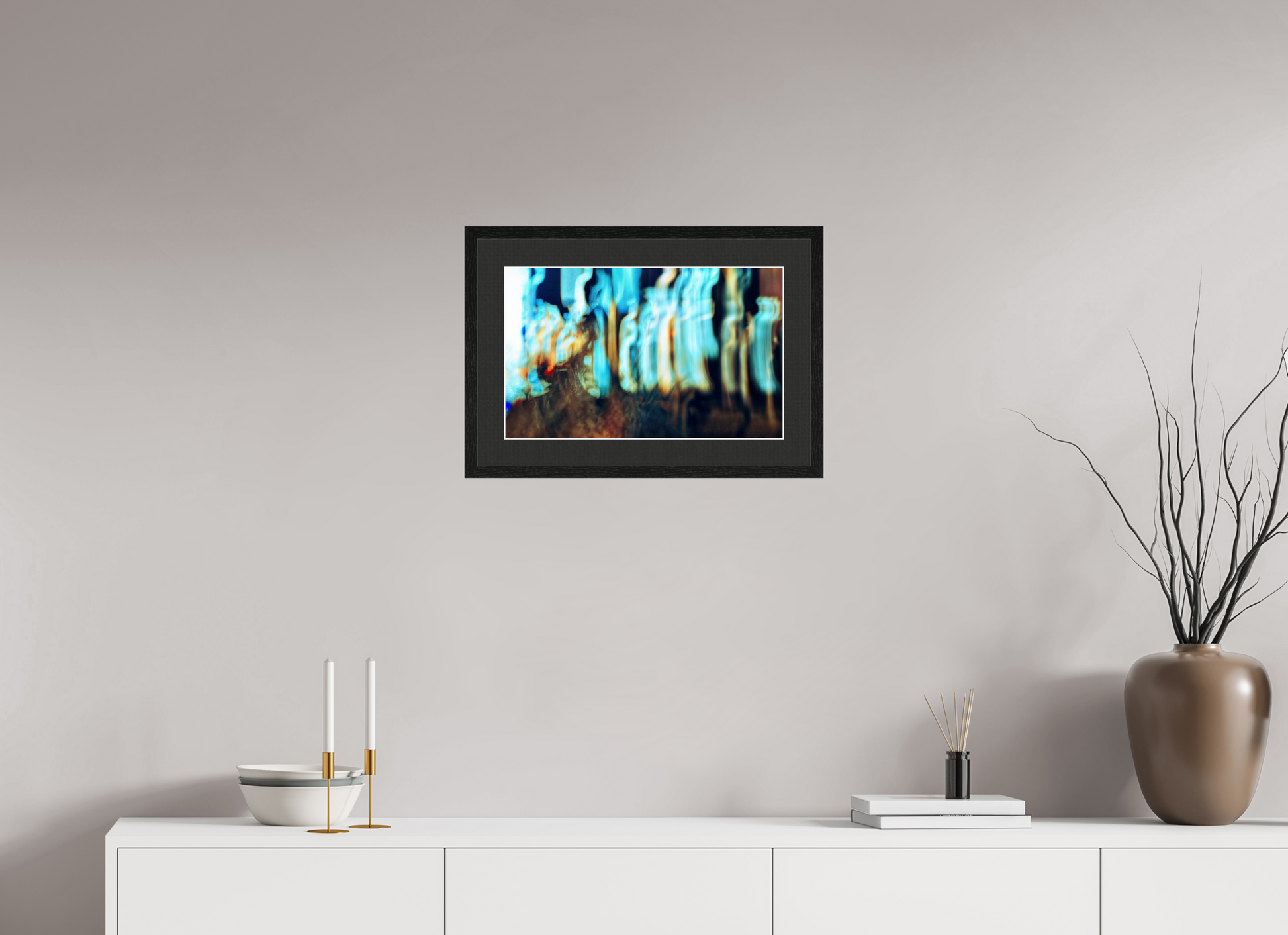 48.2 x 30 cm, 5 Black Frame: Black Mat with White Border Wandering Vibrations