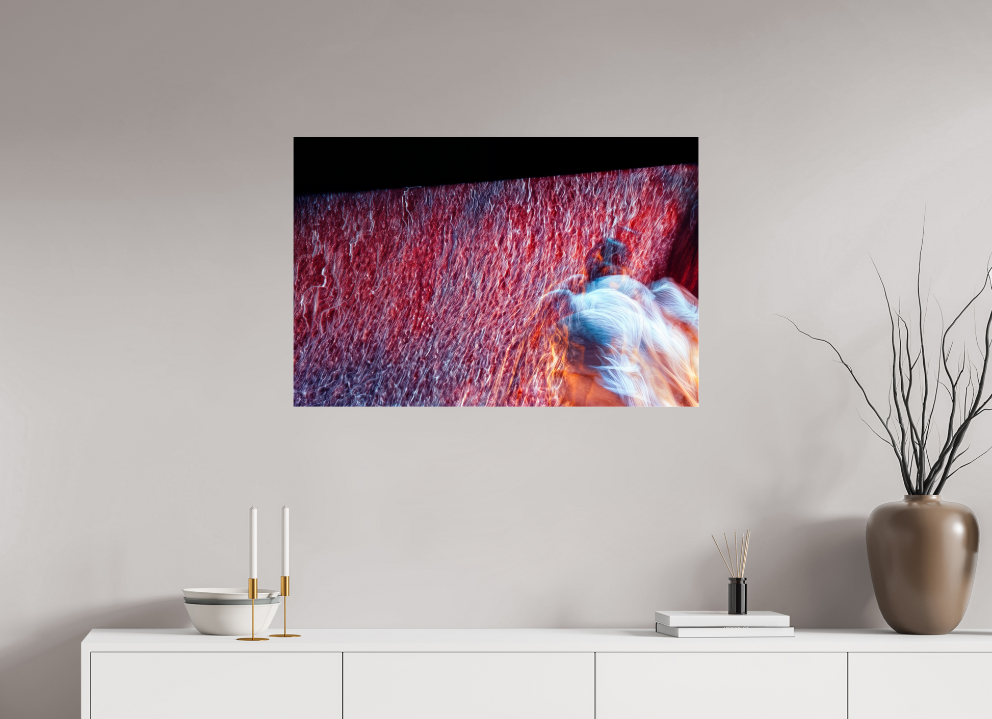 90 x 60 cm, 3 Photo print under acrylic glass Where fire turns into rain