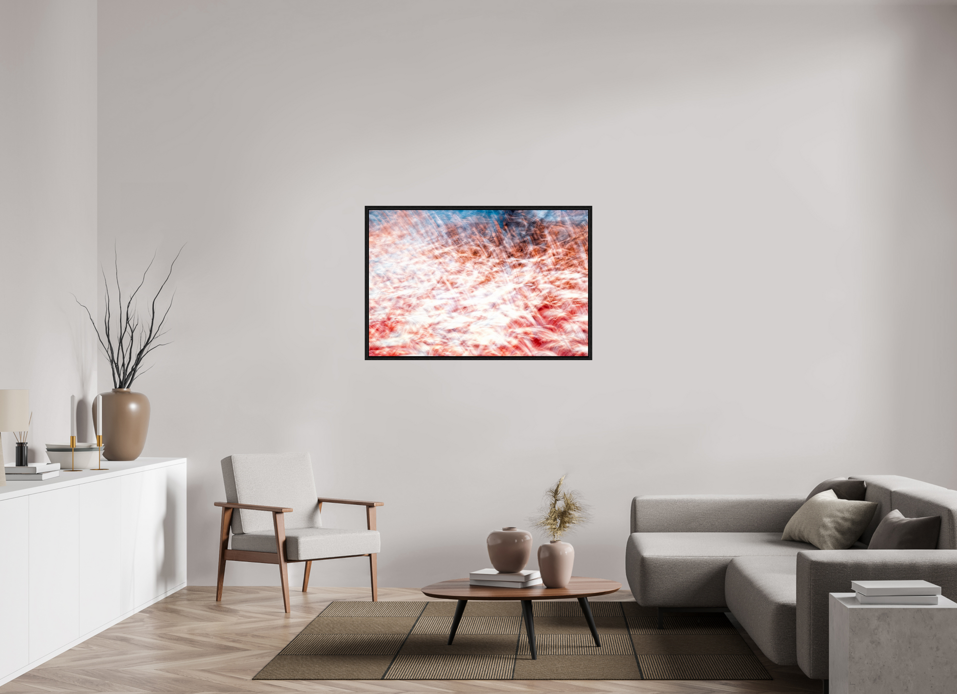 120 x 80 cm, 8 Black American Box The Sea of Red Feathers