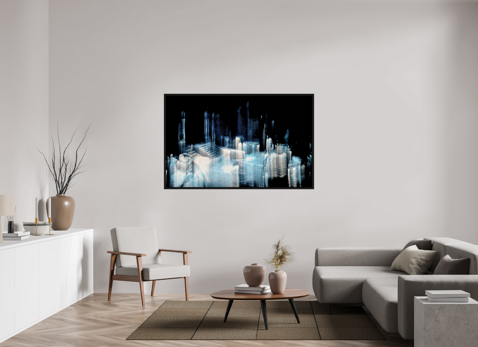 160 x 100 cm, 8 Caisse américaine Noire Cathédrale de glace brisée