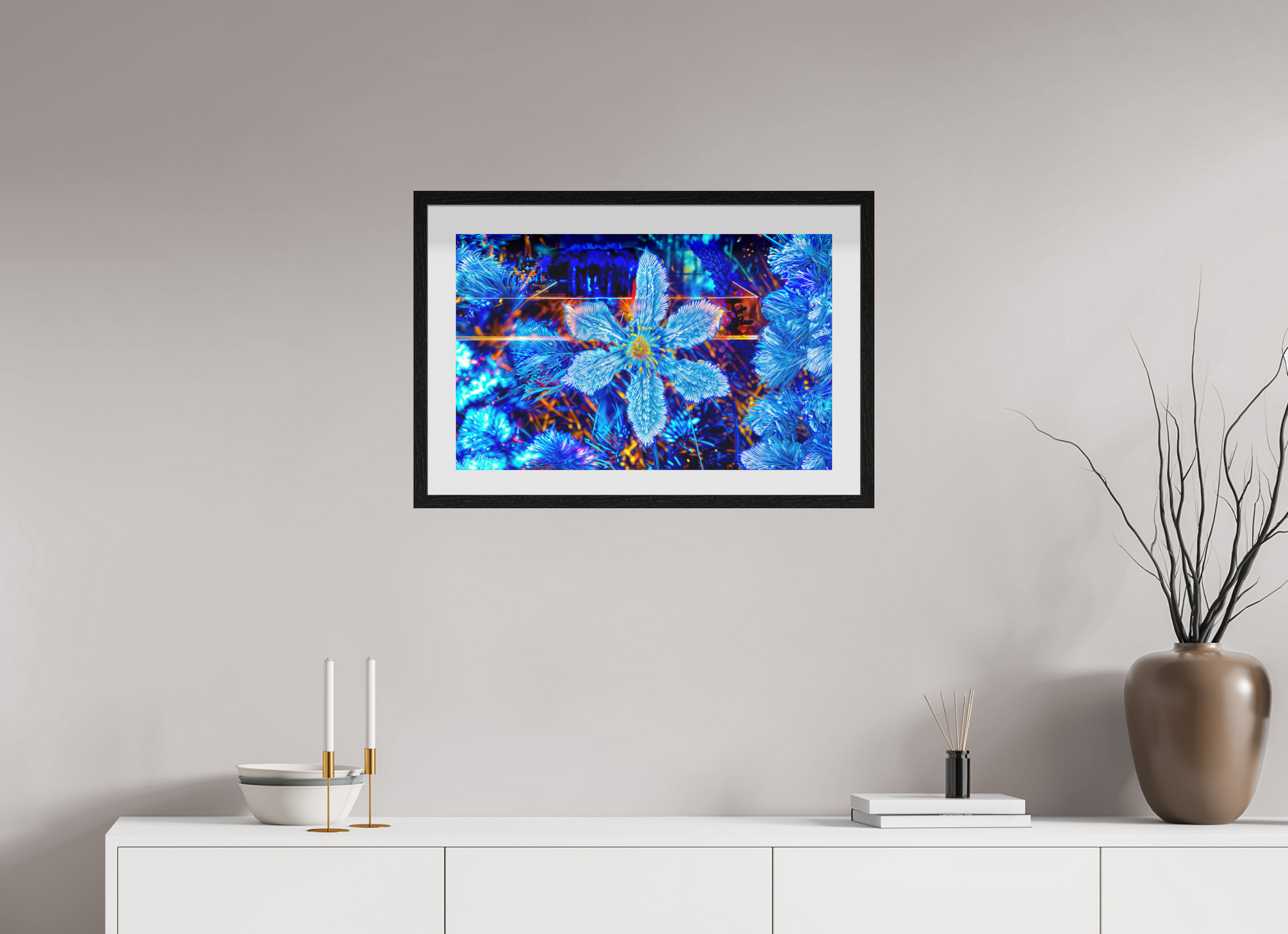 63.8 x 40 cm, 10 Floating Black Frame The flower that dreamed of stars