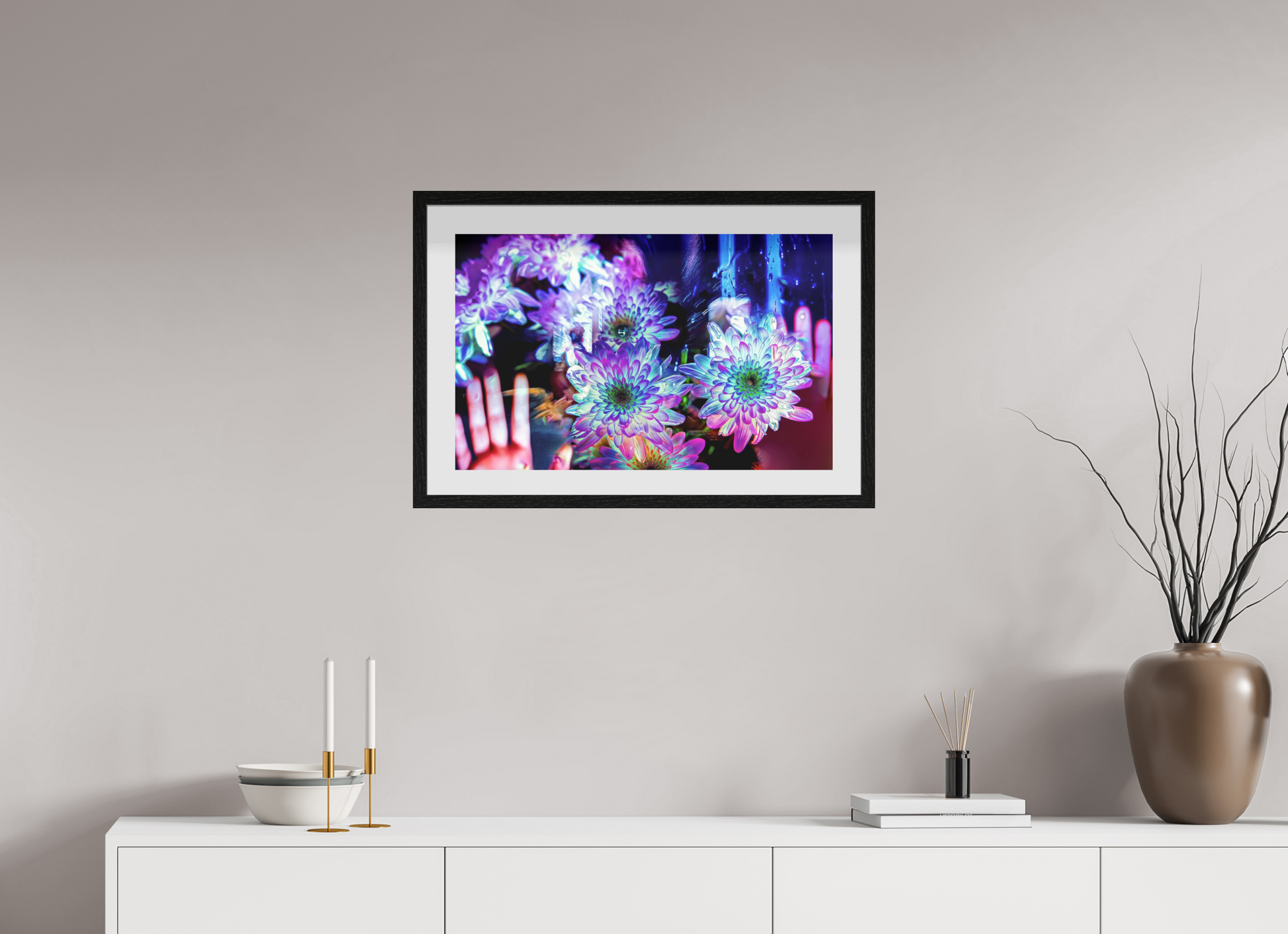 64 x 40 cm, 10 Cadre Noir Flottant Pétales contre ma peau, lumière contre la tienne