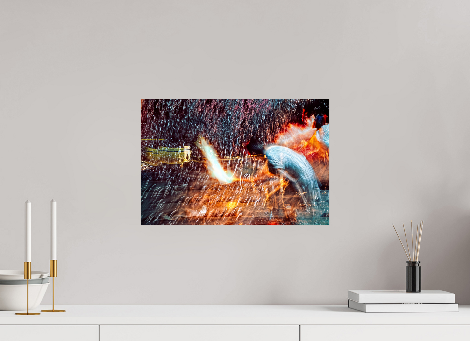 45 x 30 cm, 3 Tirage photo sous Verre acrylique Rituel où le feu apprend le rythme