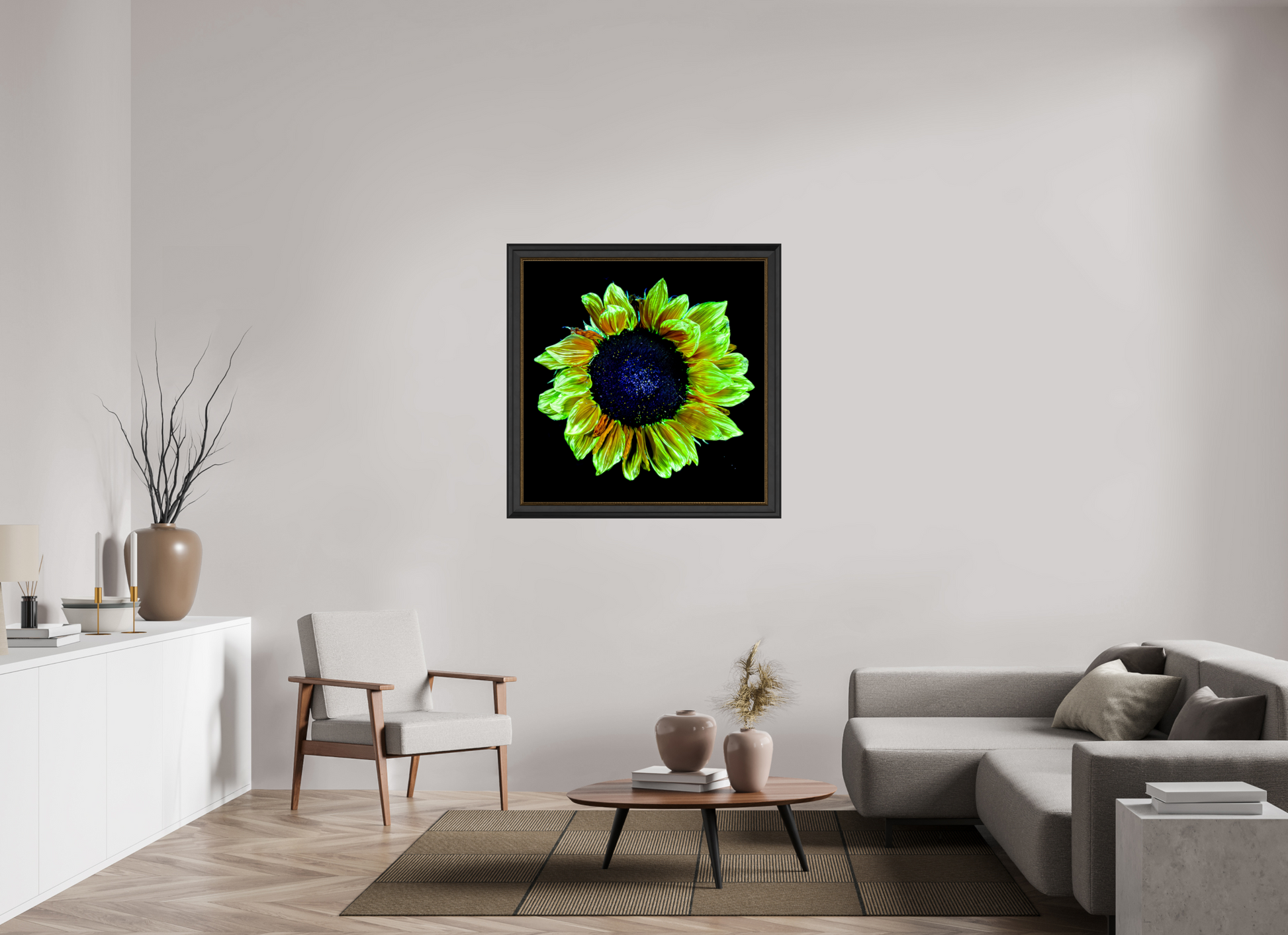 100 x 100 cm, 11 Black-Gold Frame Crown of Light