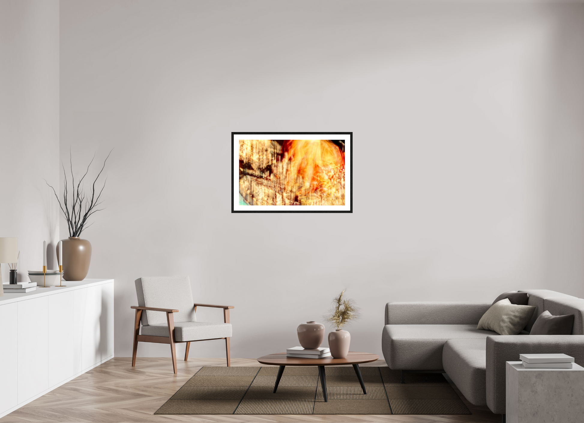 96 x 60 cm, 4 Black Frame: White Mat The incandescent heart of the world