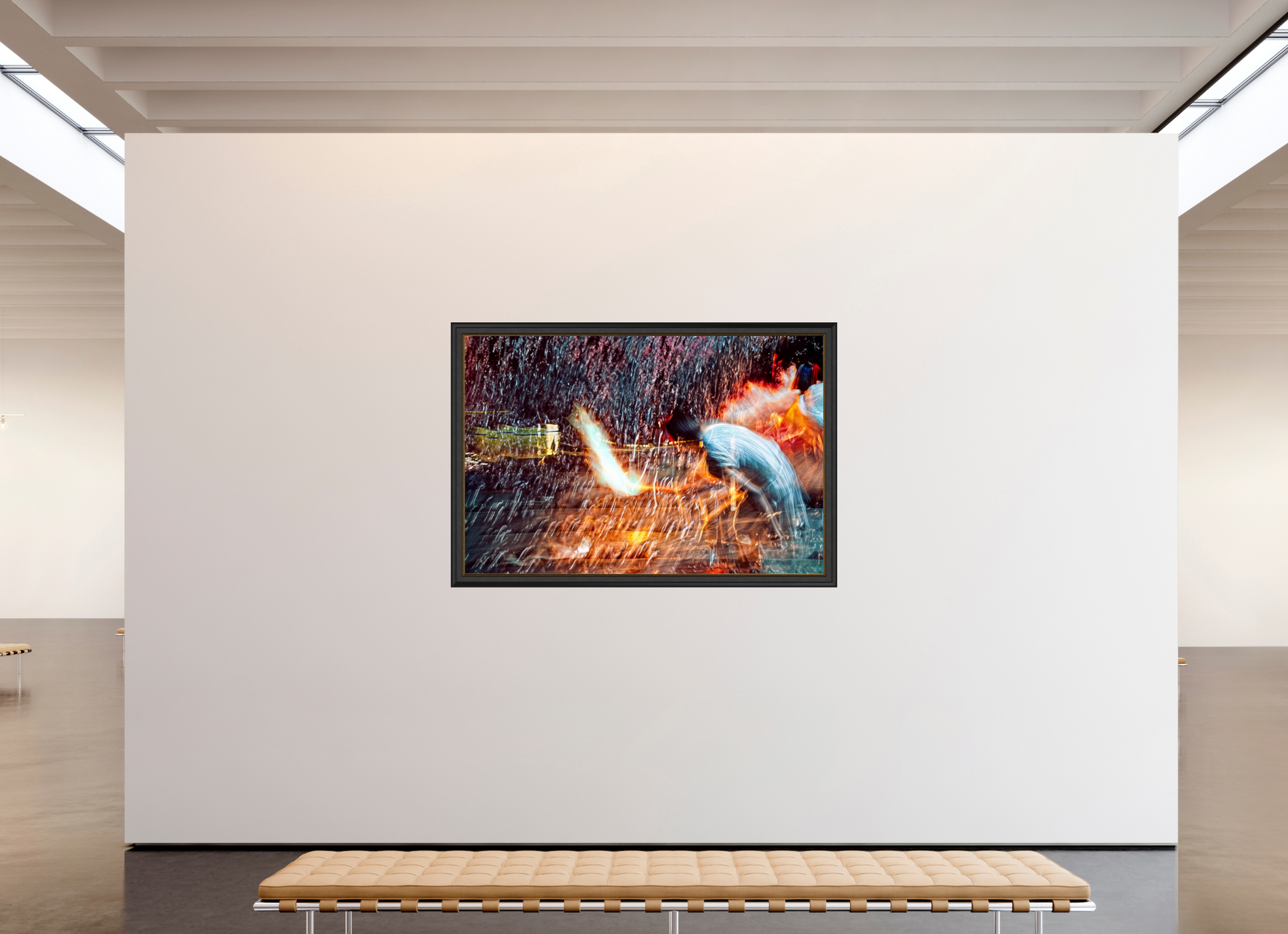 180 x 120 cm, 11 Cadre Noir-Or Rituel où le feu apprend le rythme