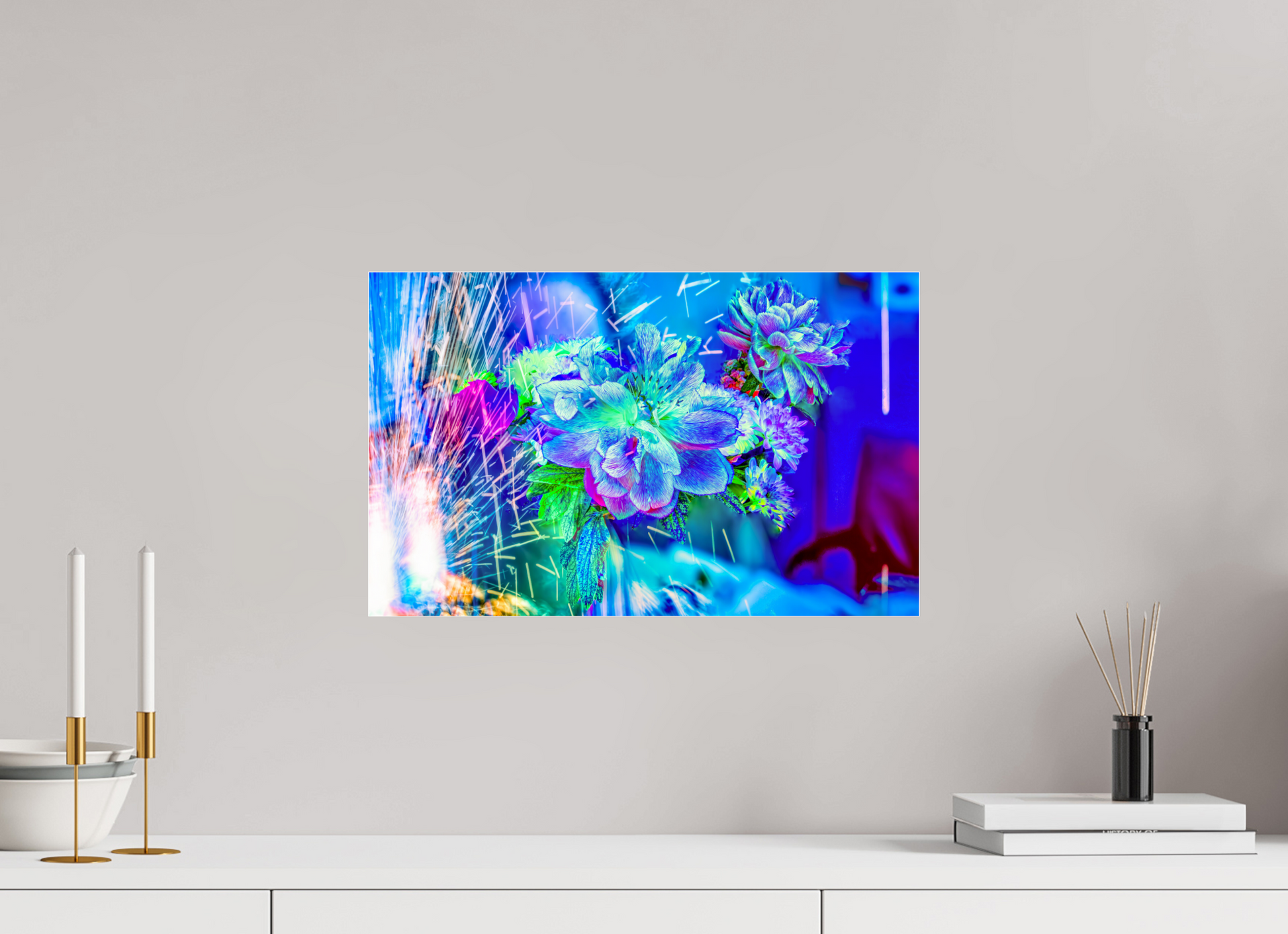 48 x 30 cm, 3 Tirage photo sous Verre acrylique Quand la lumière se brise en fleurs