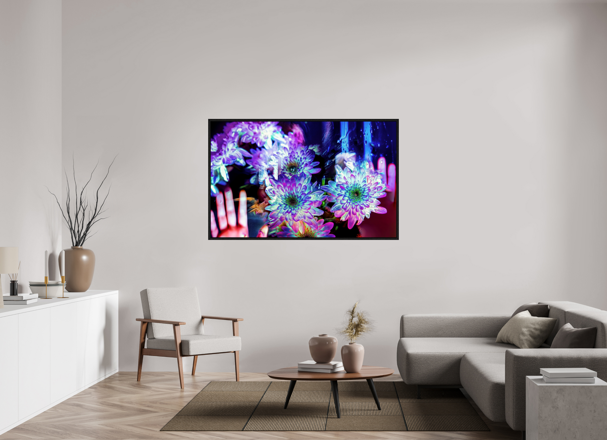 160 x 100 cm, 8 Caisse américaine Noire Pétales contre ma peau, lumière contre la tienne