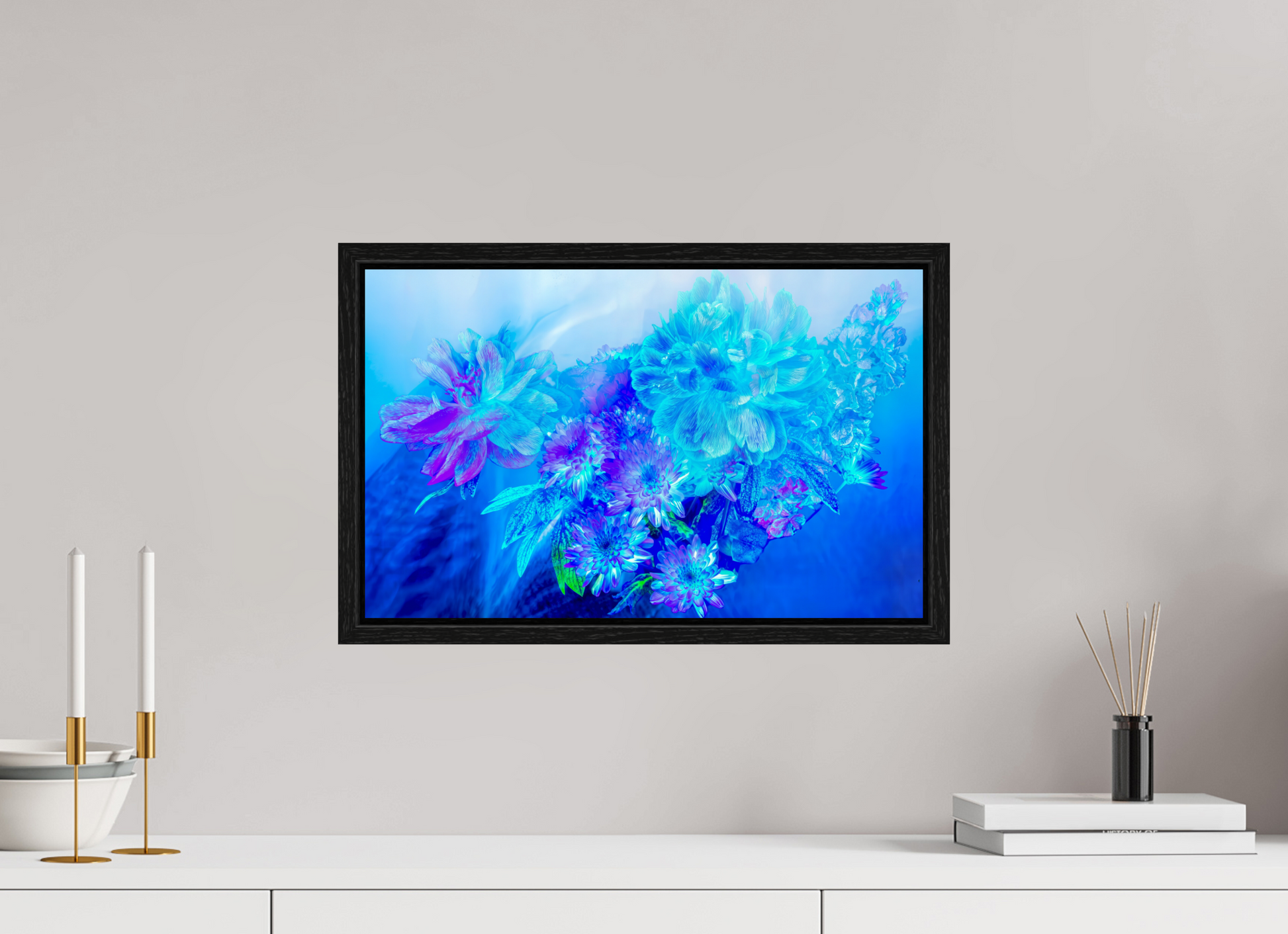 48 x 30 cm, 8 Caisse américaine Noire Le Murmure des fleurs dans le Voile du Ciel