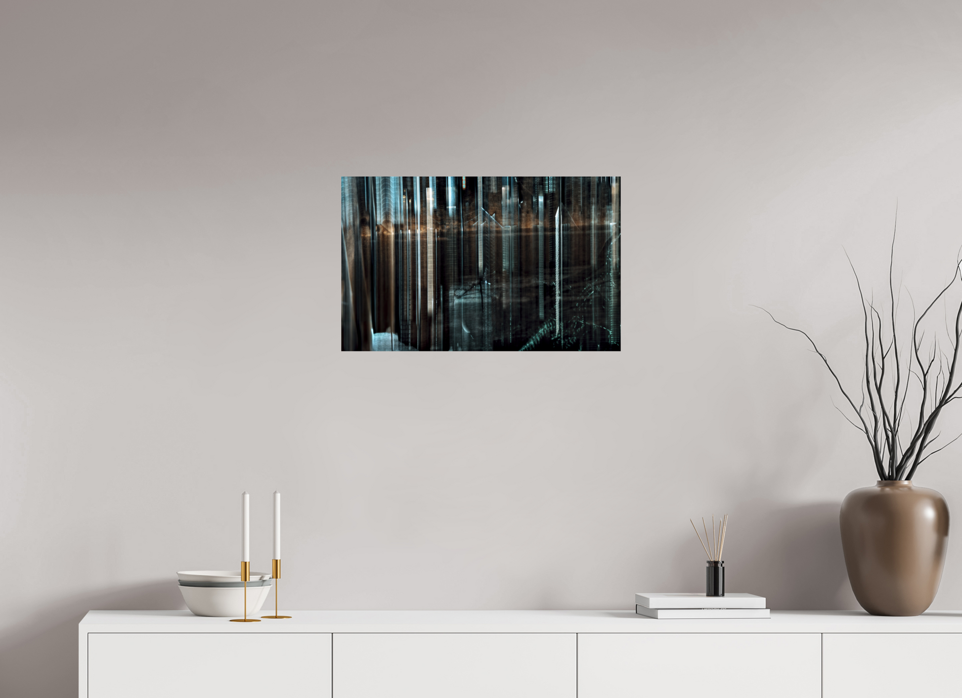 64 x 40 cm, 2 Tirage photo contrecollé sur Dibond Forêt des piliers d’acier