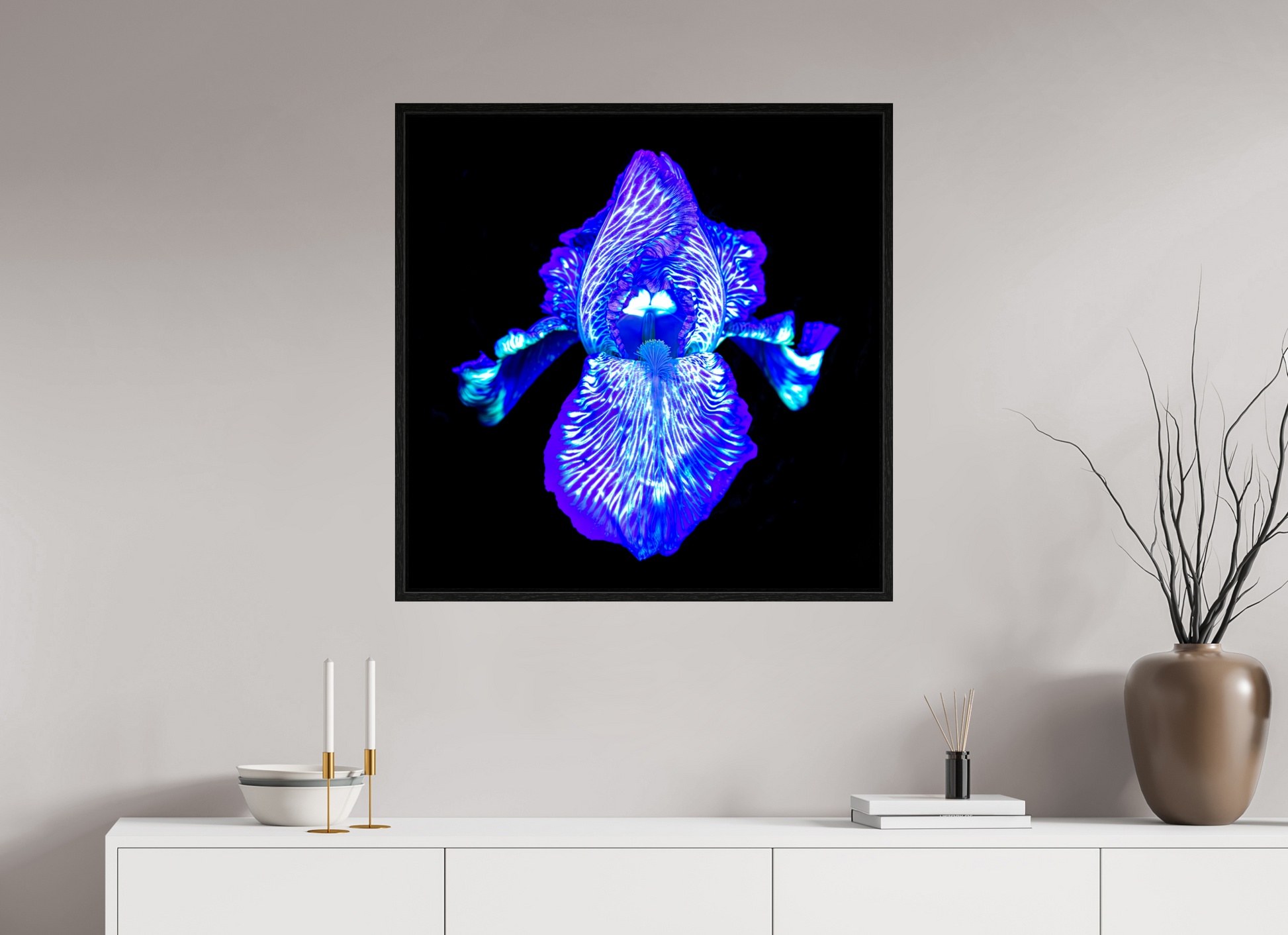 80 x 80 cm, 8 Caisse américaine Noire Iris des Profondeurs Lumineuses