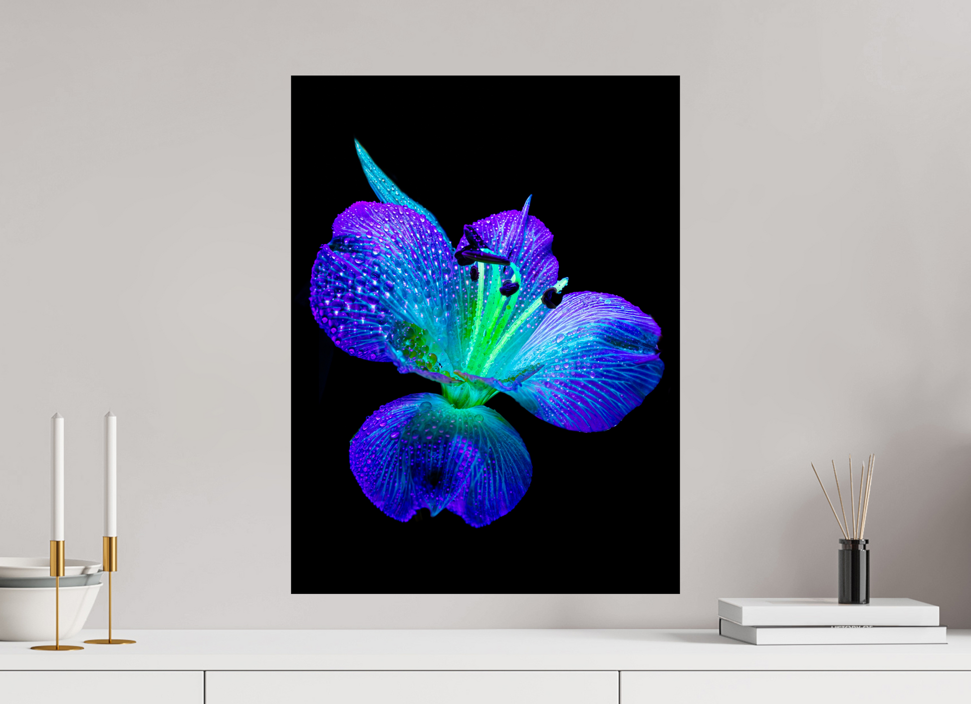 45 x 60 cm, 2 Photo print mounted on Dibond The sparkle of wings in the dew