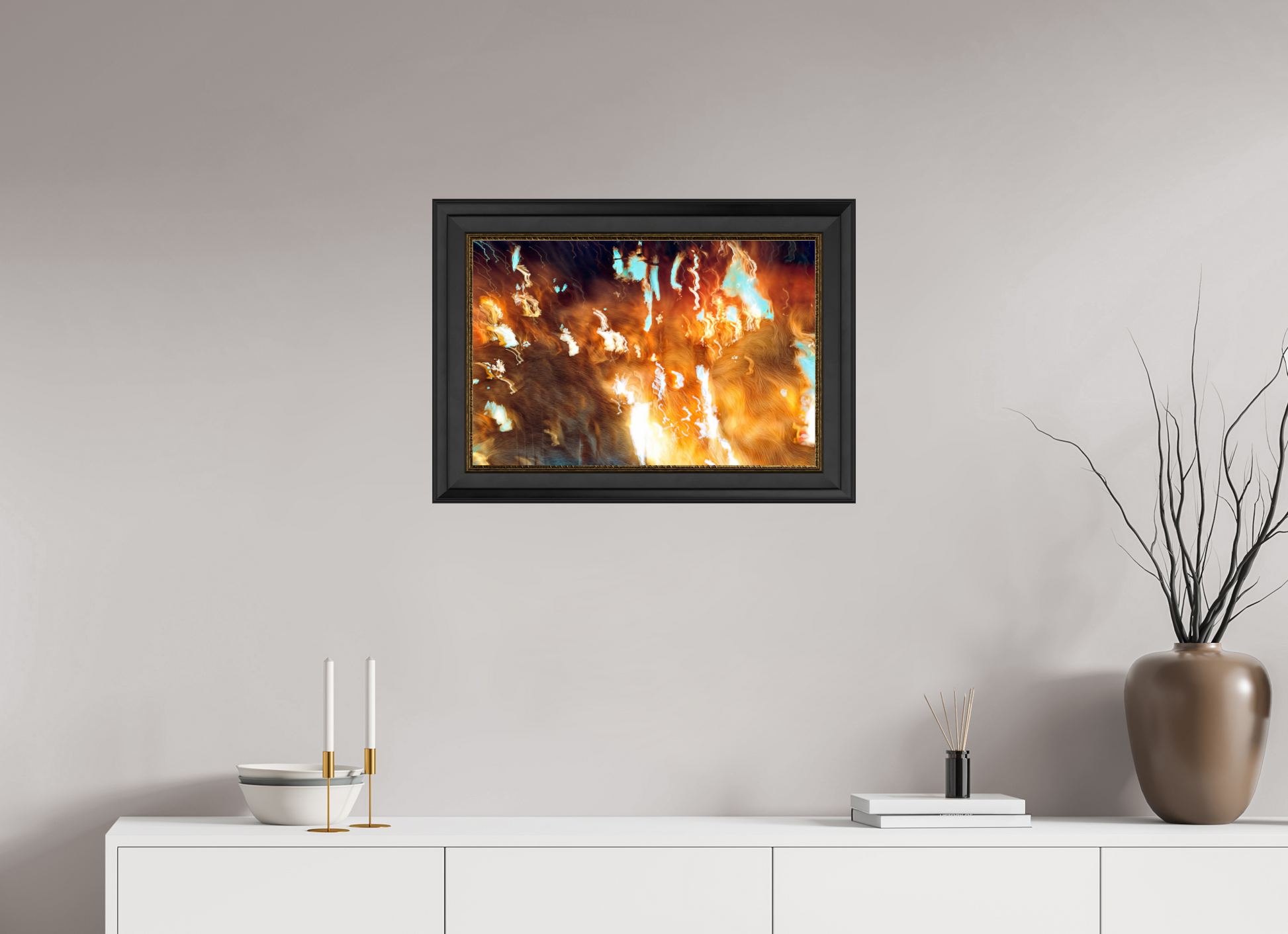 60 x 40 cm, 11 Cadre Noir-Or Les braises du souvenir