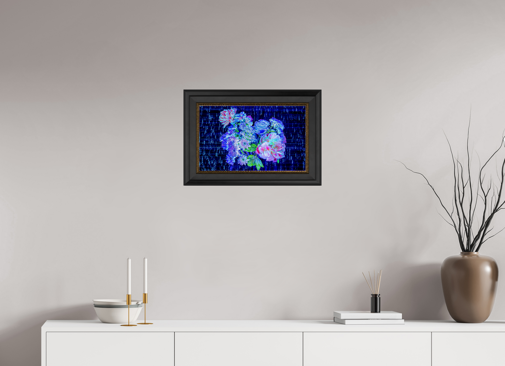 48 x 30 cm, 11 Black-Gold Frame Blooms at the heart of the stellar code