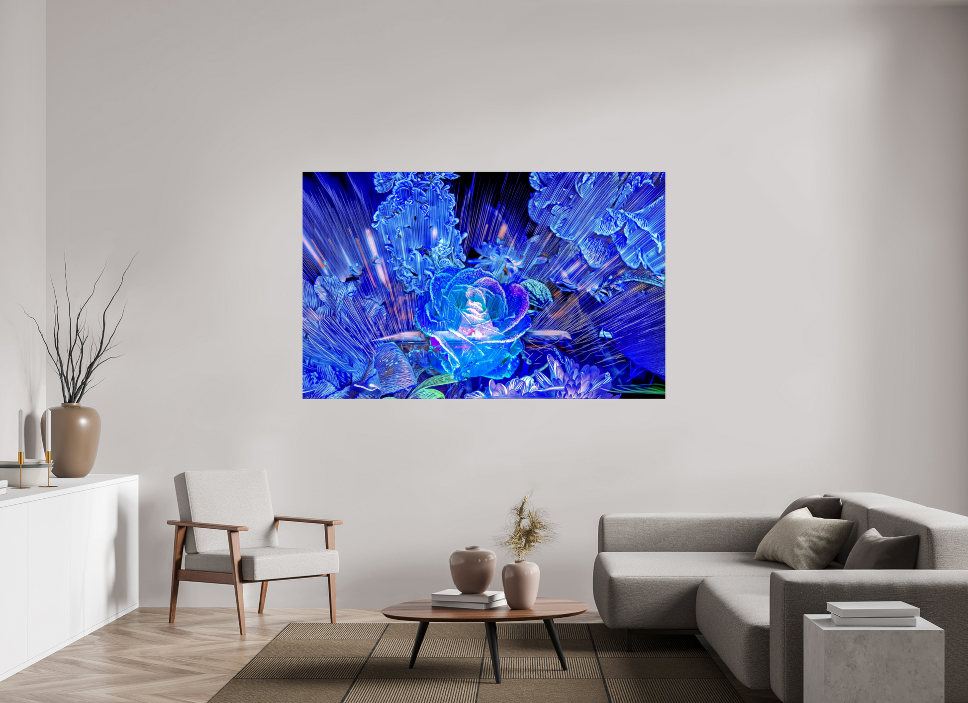 192 x 120 cm, 2 Tirage photo contrecollé sur Dibond Rose née d’un éclat céleste