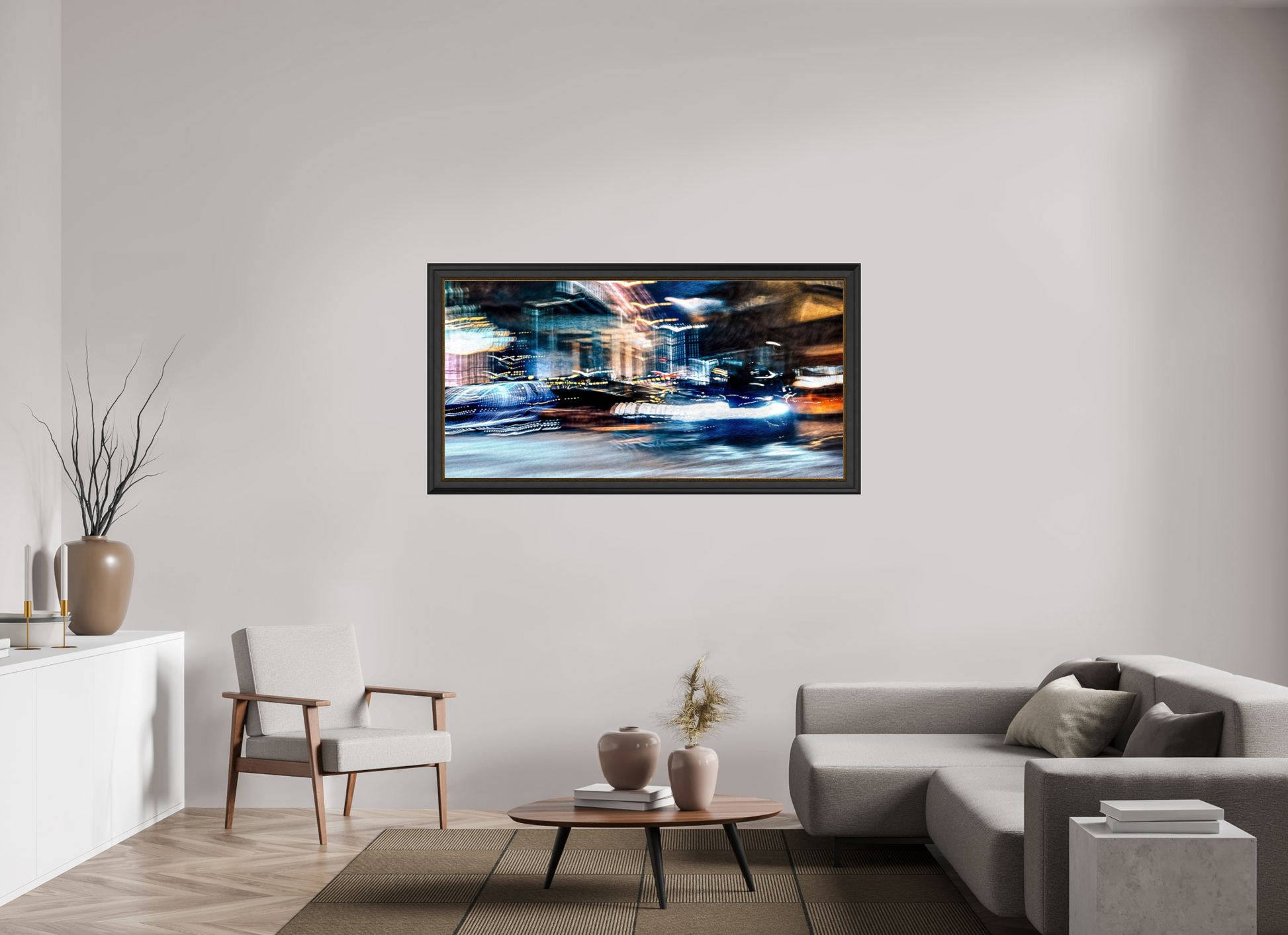 160 x 80 cm, 11 Black-Gold Frame Chronicle of streets where time stretches out