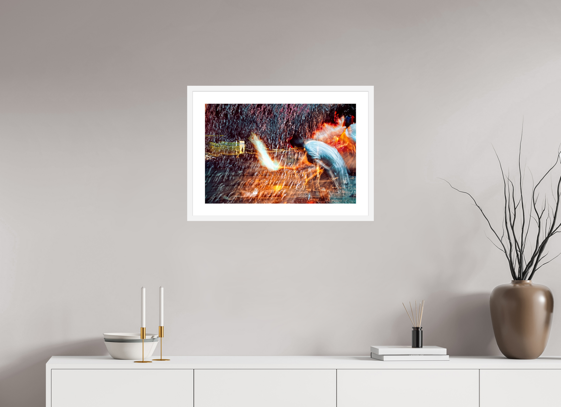 60 x 40 cm, 6 Cadre Blanc : Passe-Partout Blanc Rituel où le feu apprend le rythme