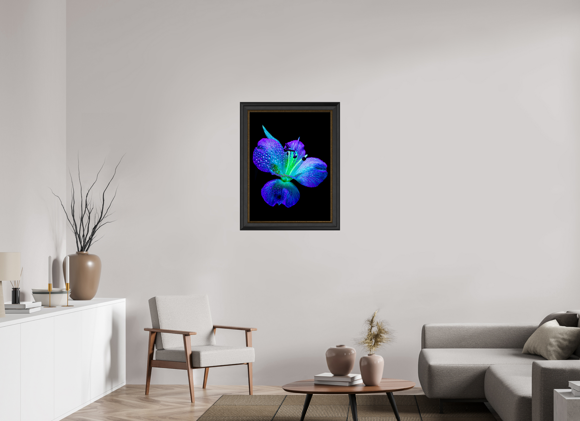 60 x 80 cm, 11 Black-Gold Frame The sparkle of wings in the dew