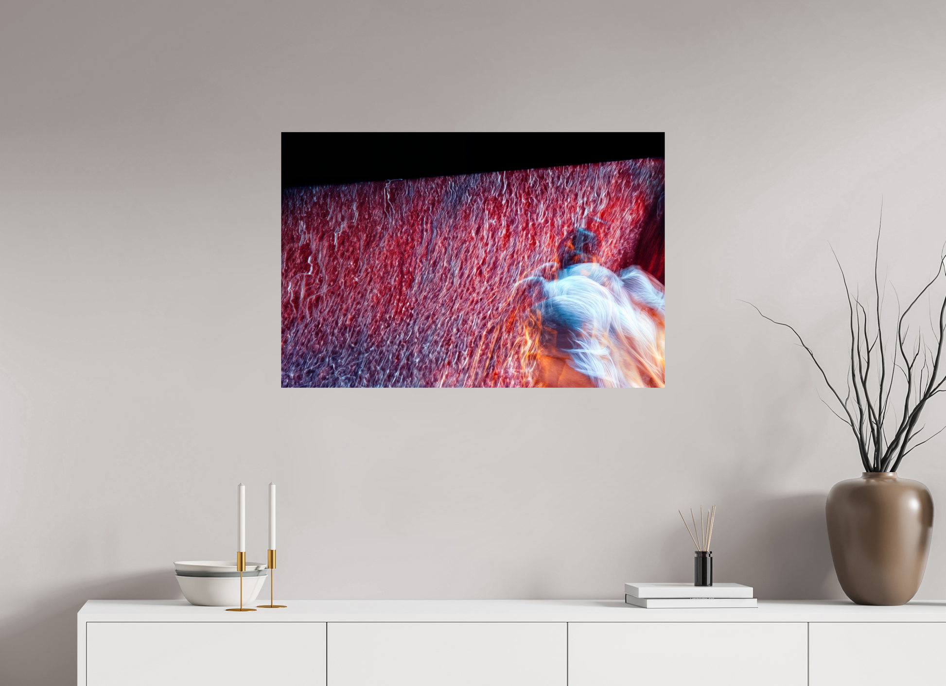 90 x 60 cm, 1 Single print on Fuji Crystal Pearl photo paper Where fire turns into rain