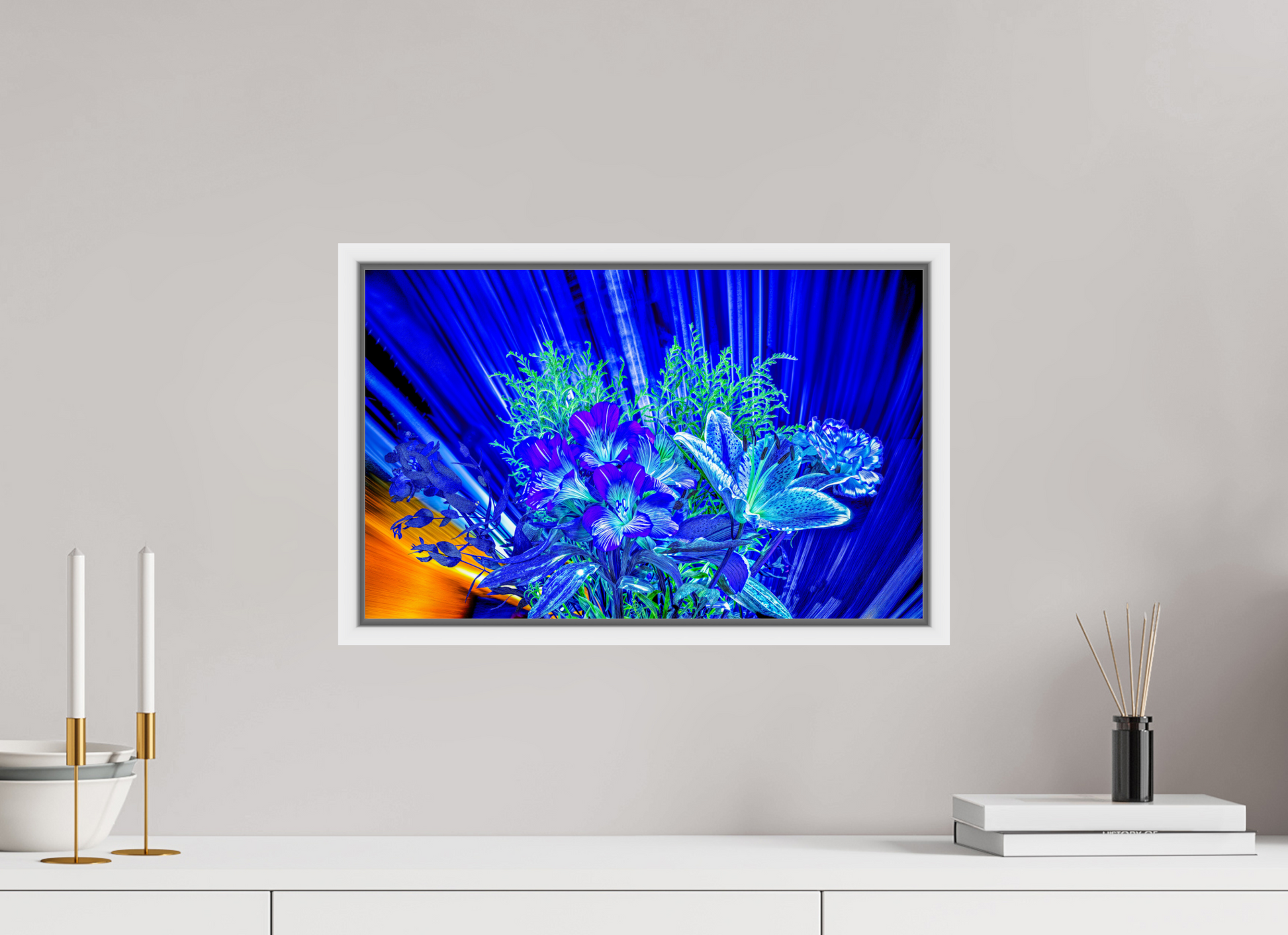 48 x 30 cm, 9 Caisse américaine Blanche Floraisons dans le vent lumineux